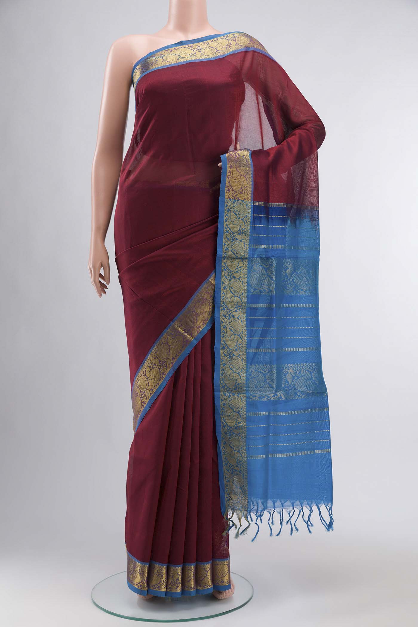 Maroon Silk Cotton Saree