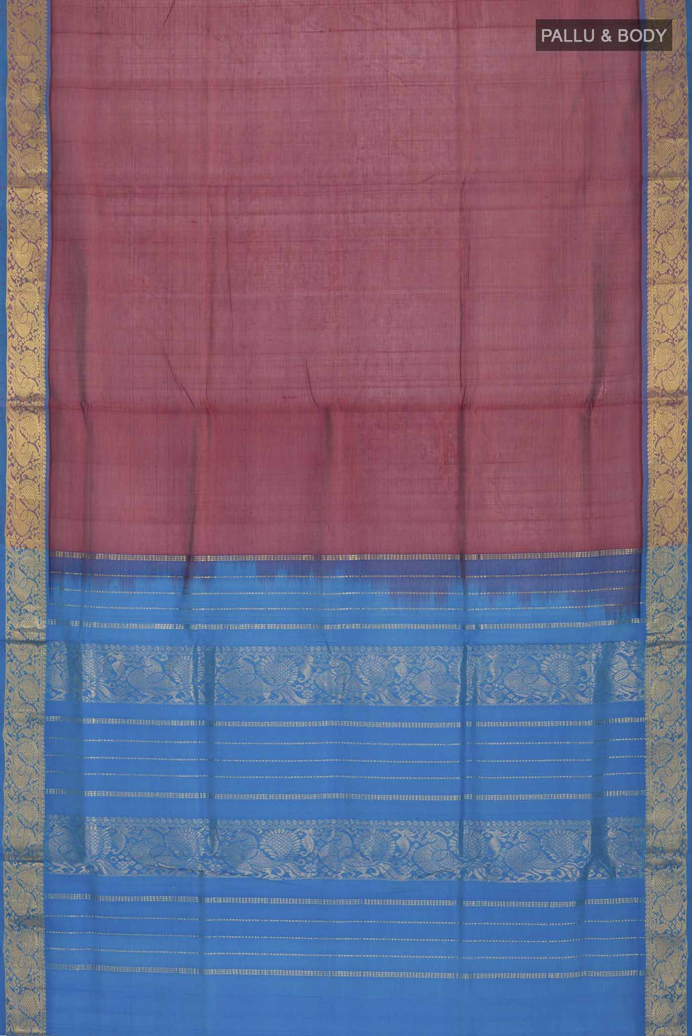 Maroon Silk Cotton Saree - Image 3