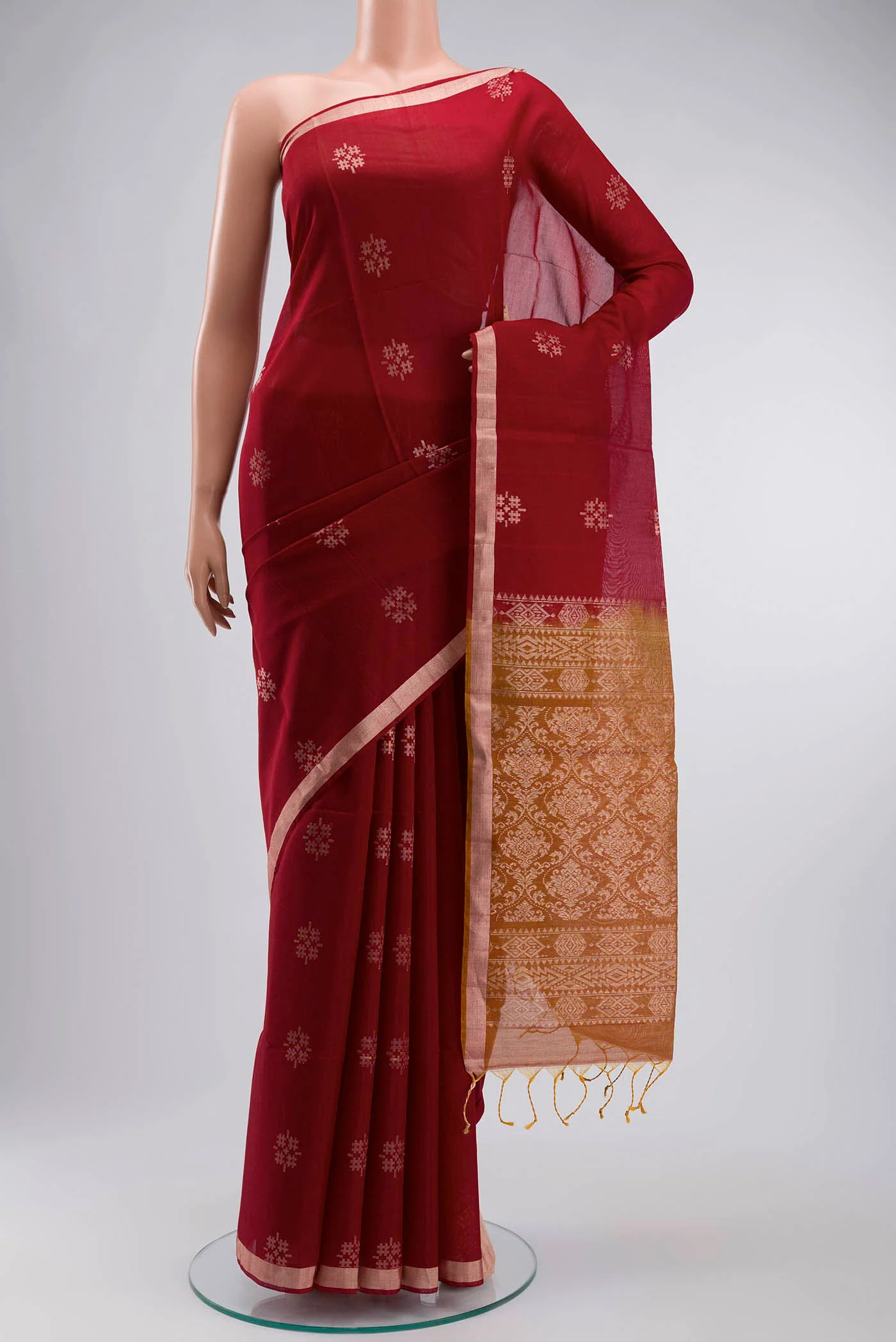 Maroon Silk Cotton Saree
