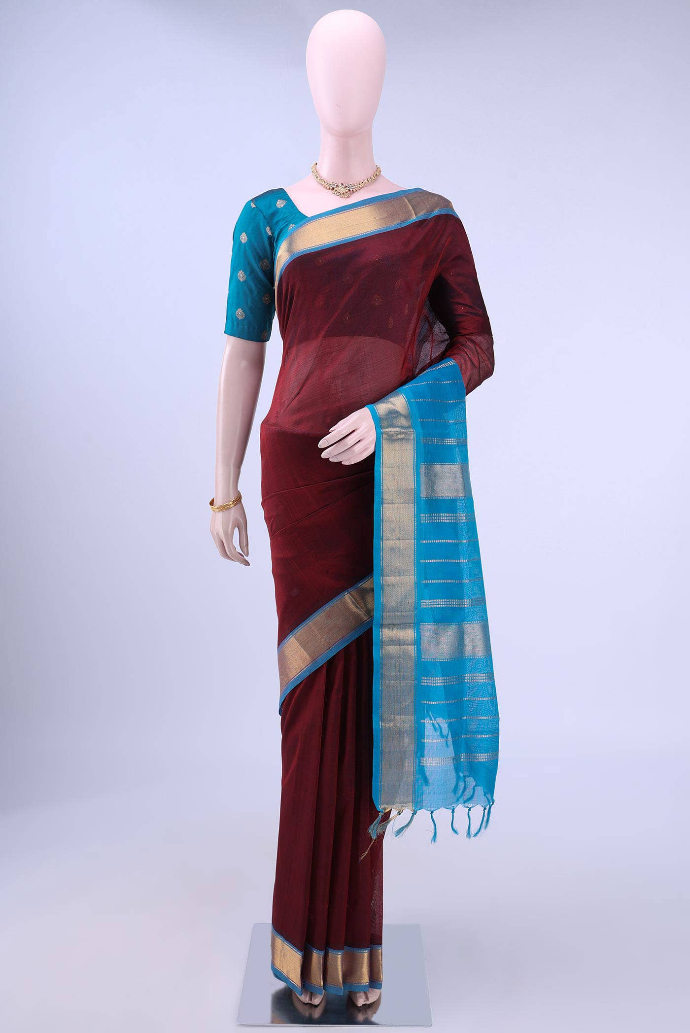 Maroon Silk Cotton Saree