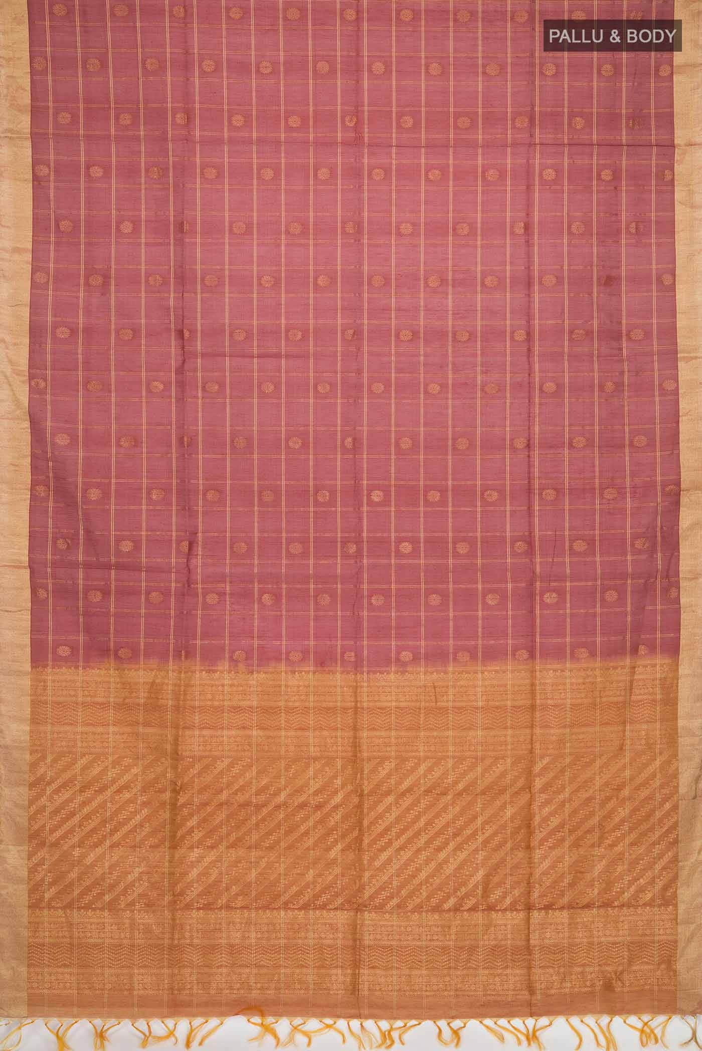 Maroon Silk Cotton Saree - Image 2