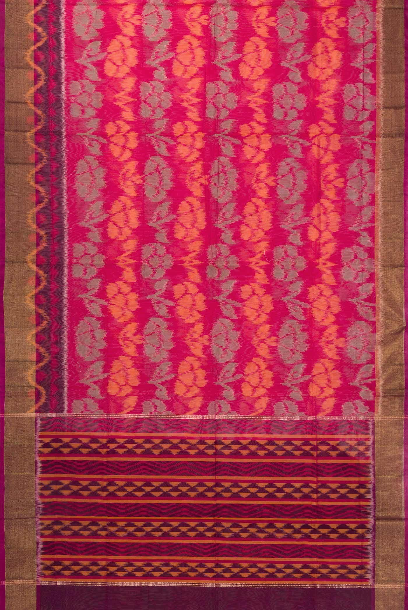 Maroon Silk Cotton Saree - Image 2