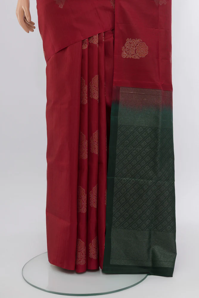 Maroon Soft Silk Saree - Image 3