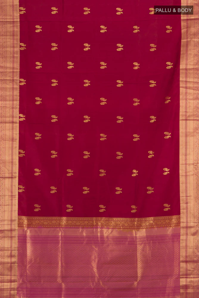 Maroon Soft Silk Saree - Image 5
