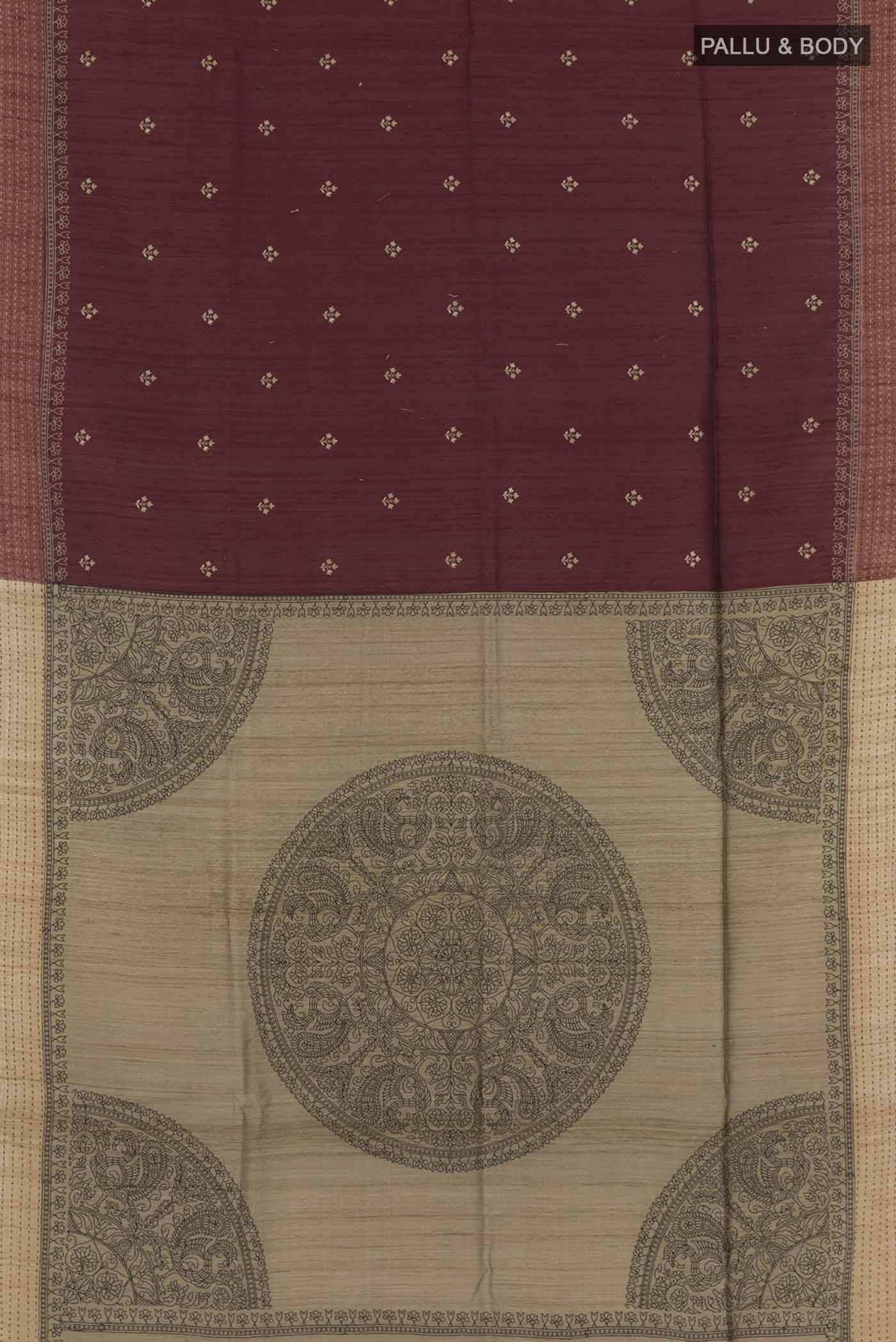 Coffee Brown Tussar Saree - Image 3