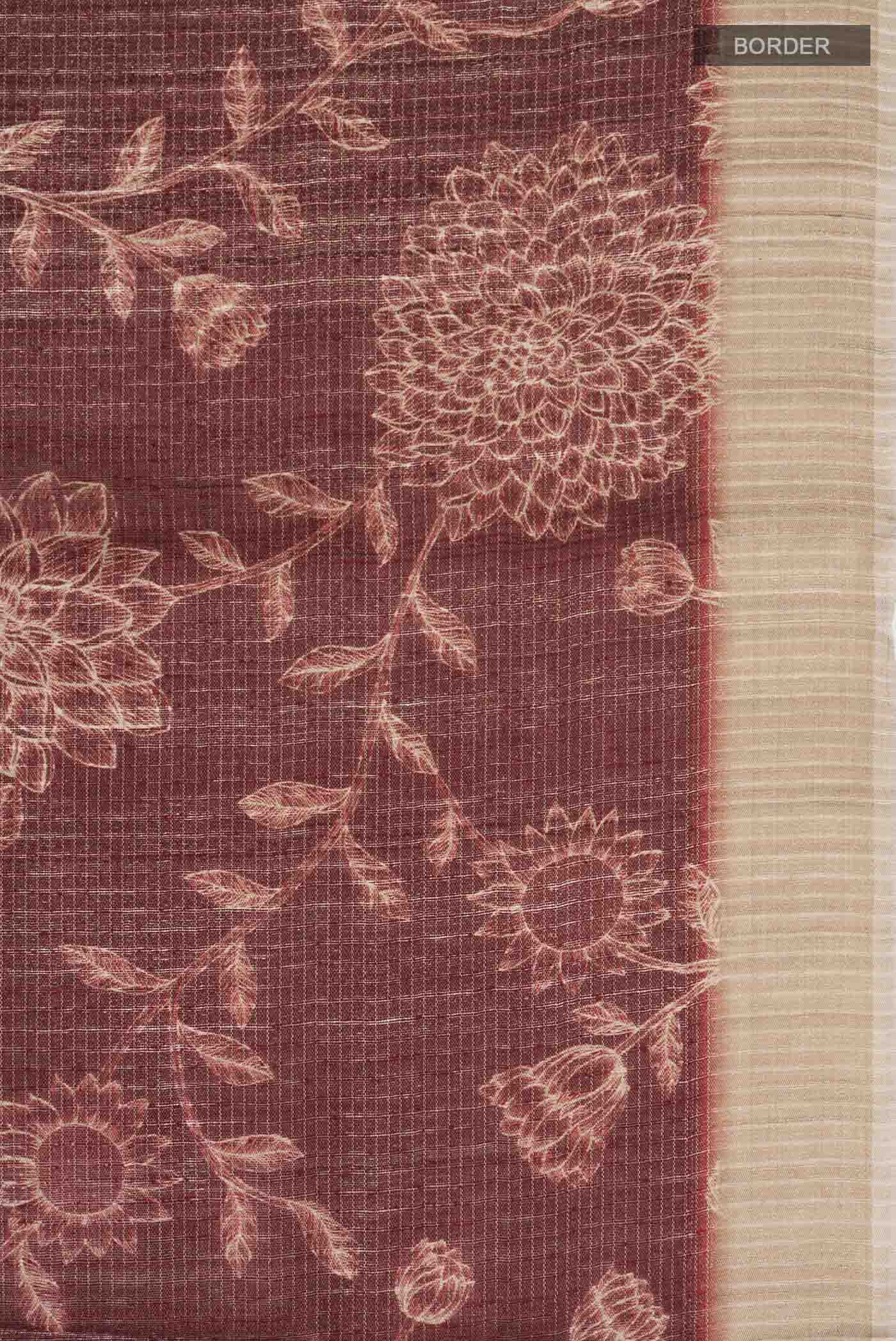 Brown Tussar Silk Saree - Image 3