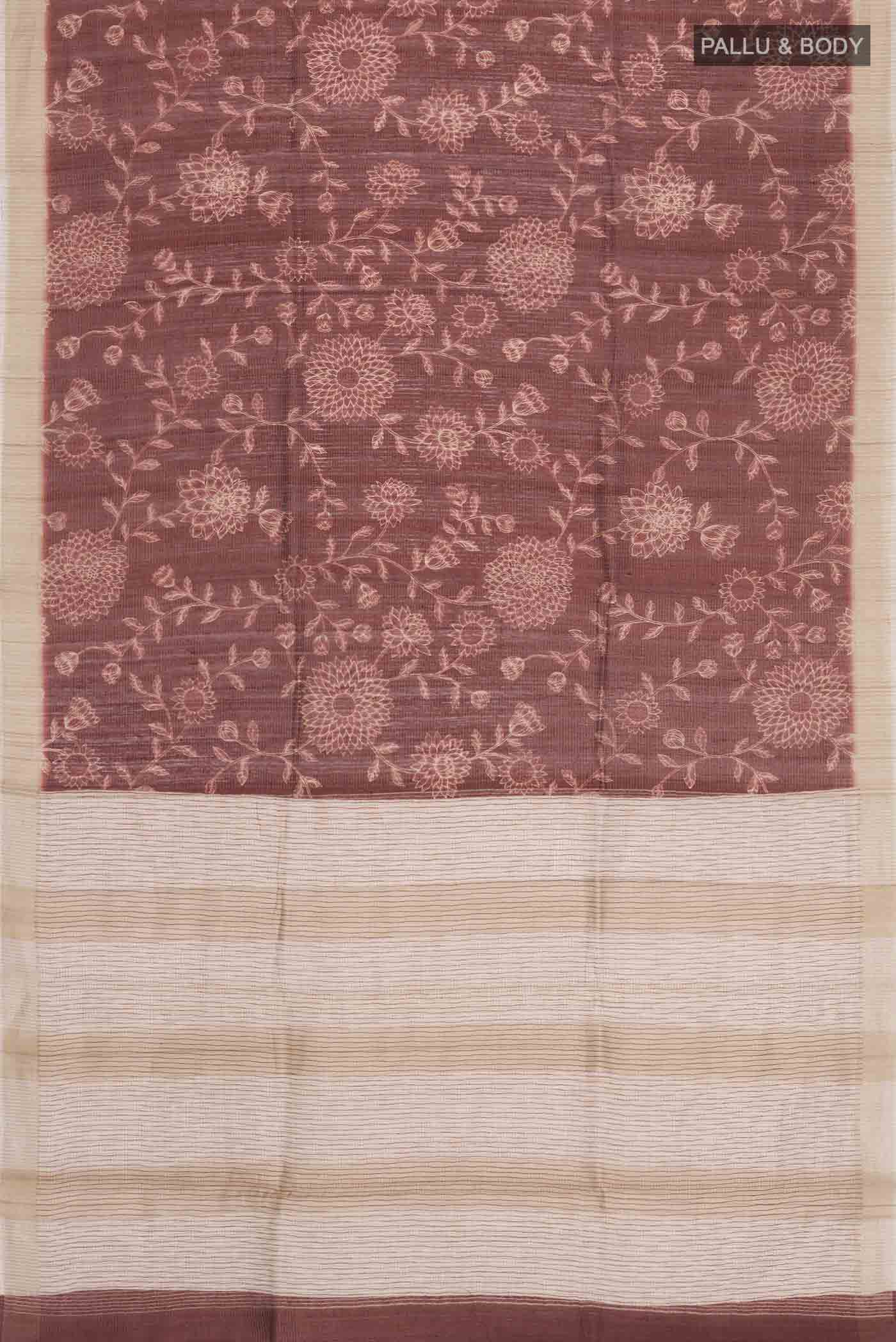 Brown Tussar Silk Saree - Image 5
