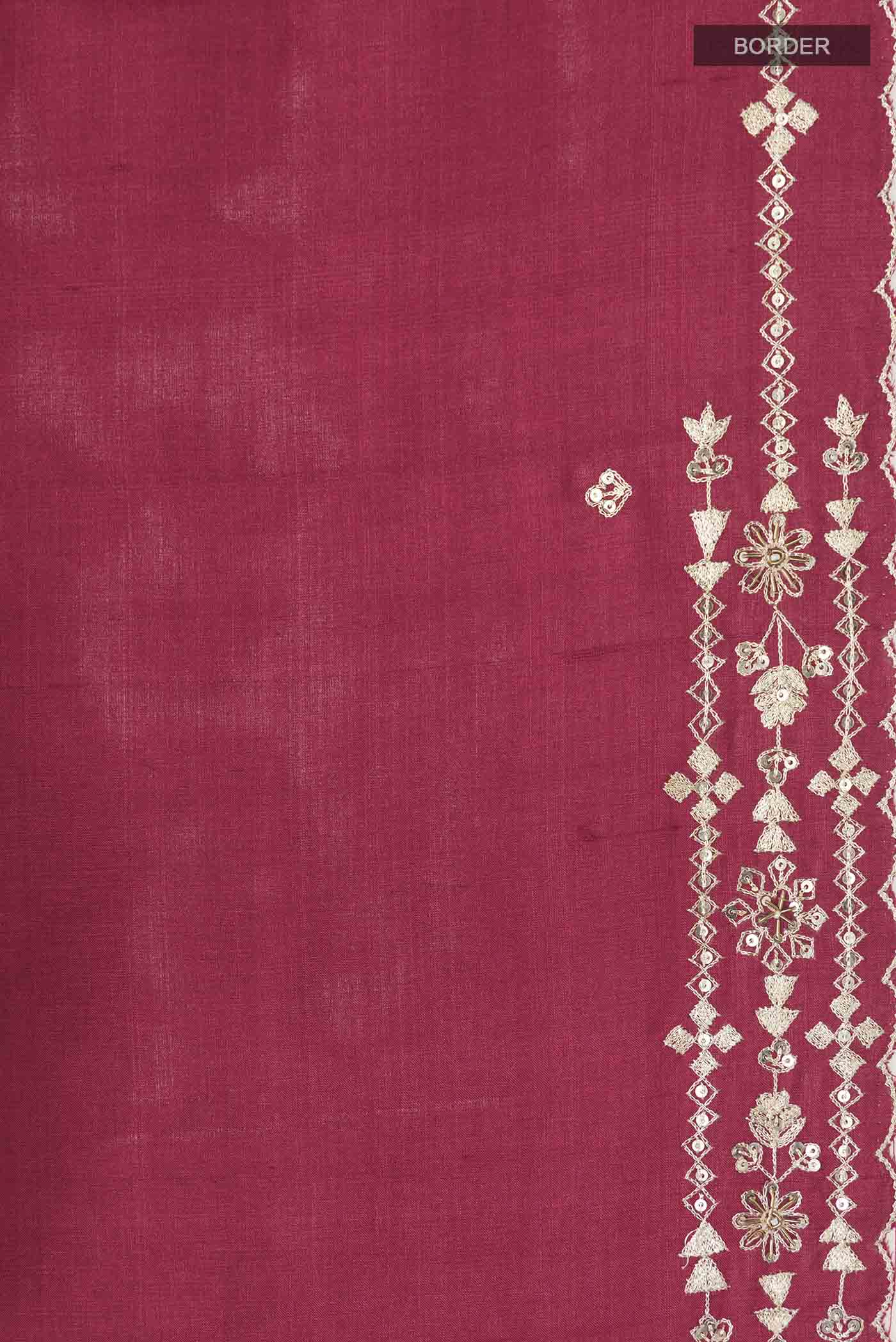 Maroon Tussar Silk Saree - Image 3