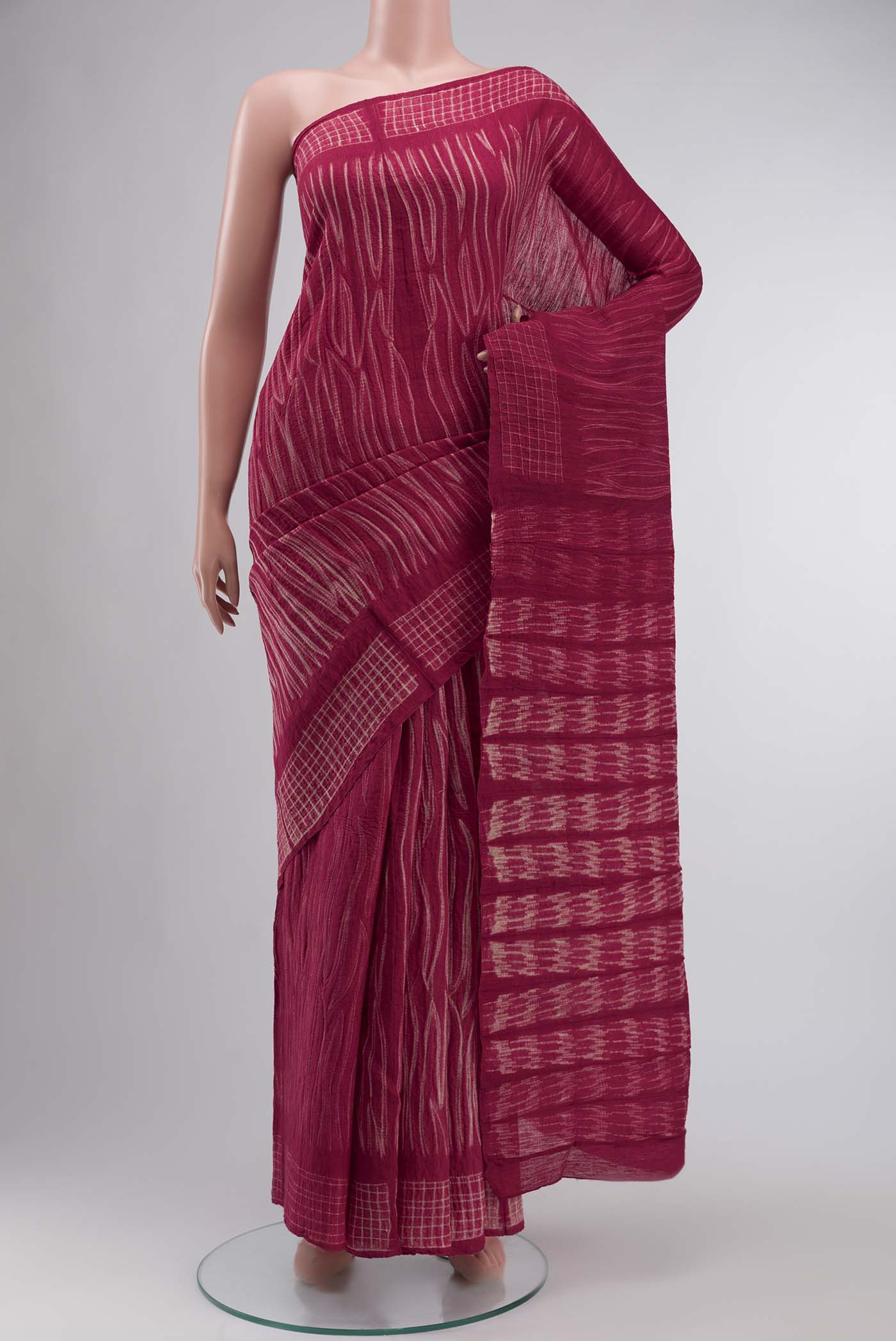 Maroon Tussar Silk Saree