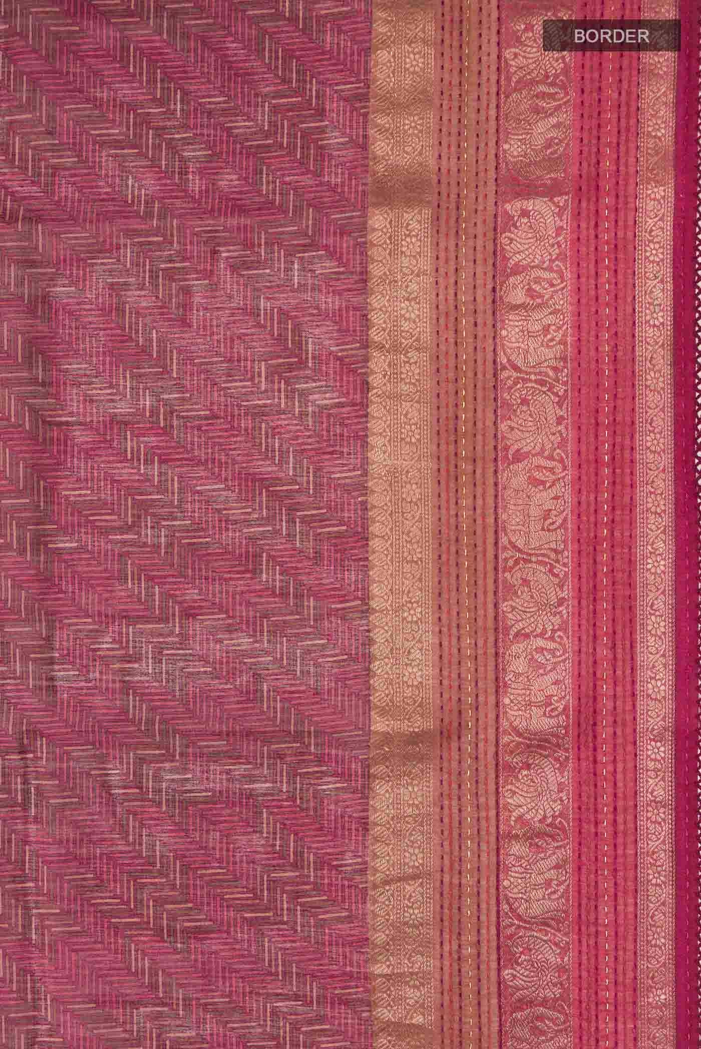 Maroon Tussar Silk Saree - Image 3