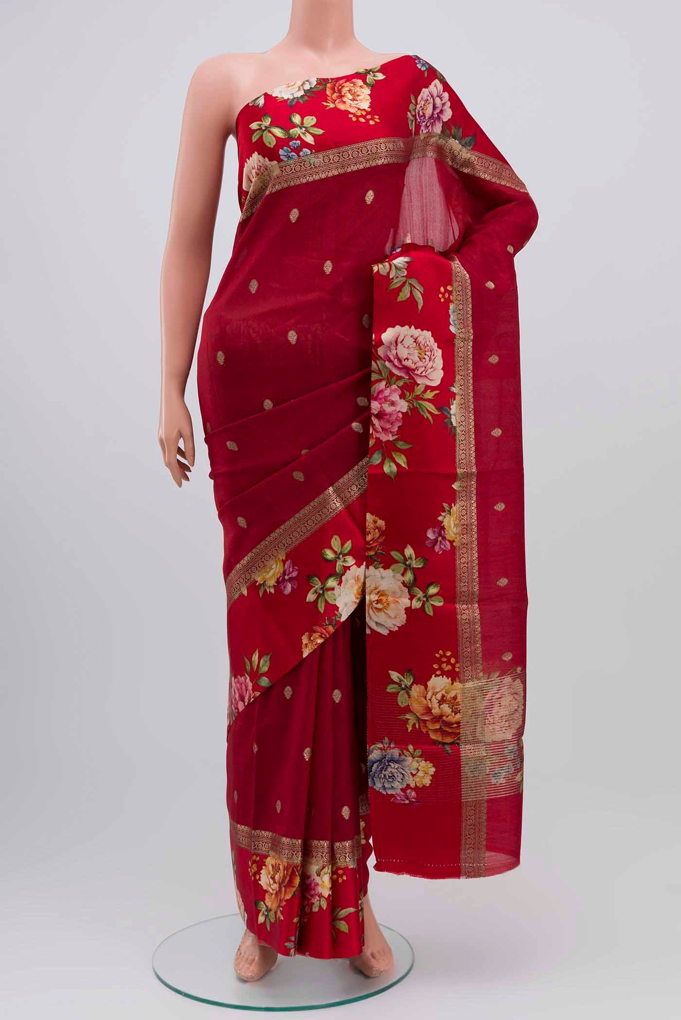 Maroon Tussar Silk Saree