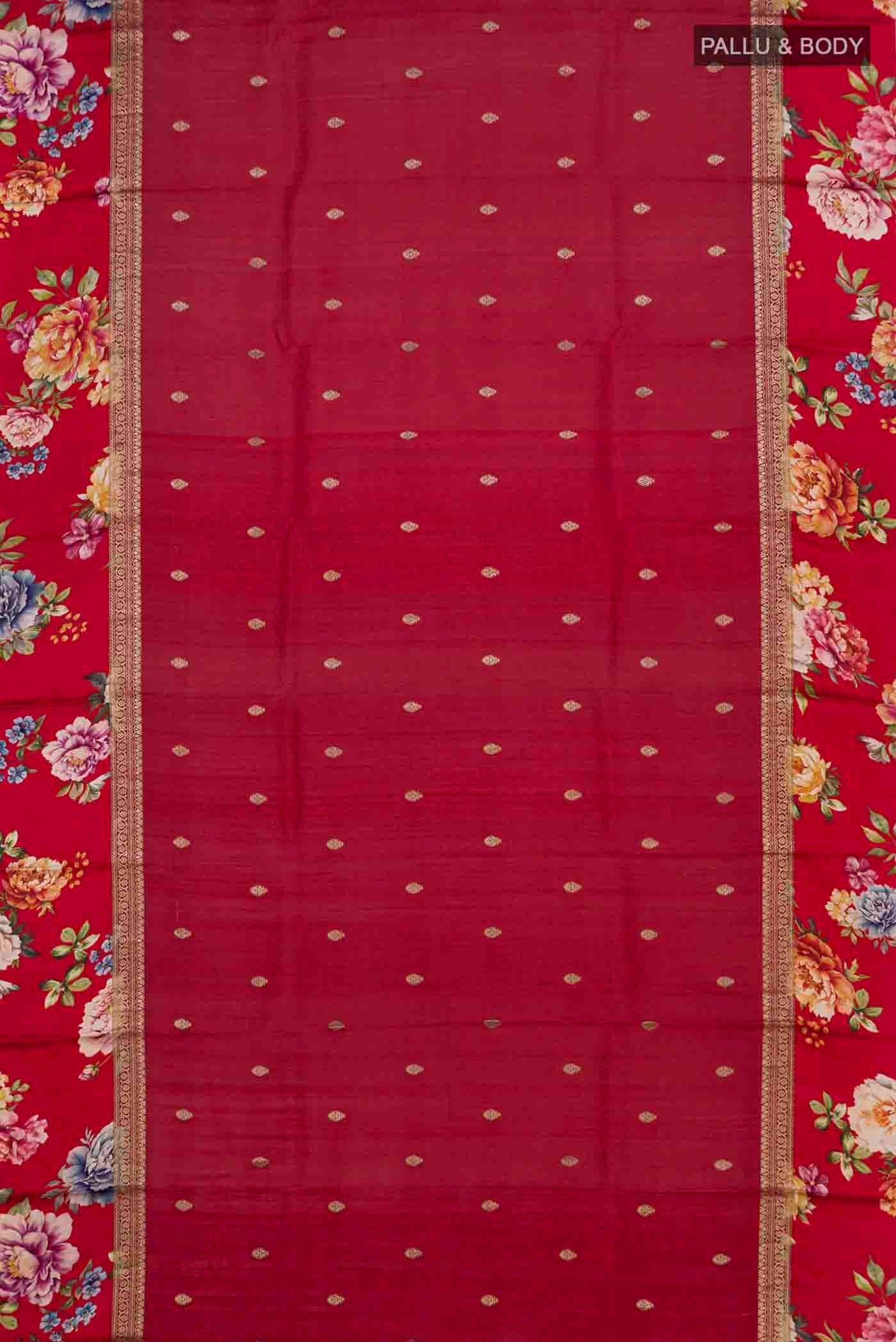 Maroon Tussar Silk Saree - Image 5