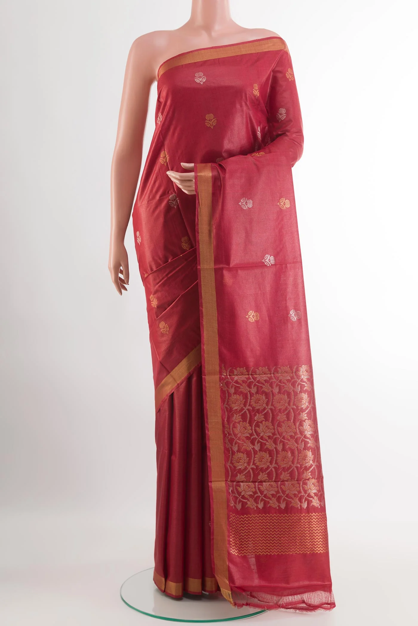 Maroon Tussar Silk Saree