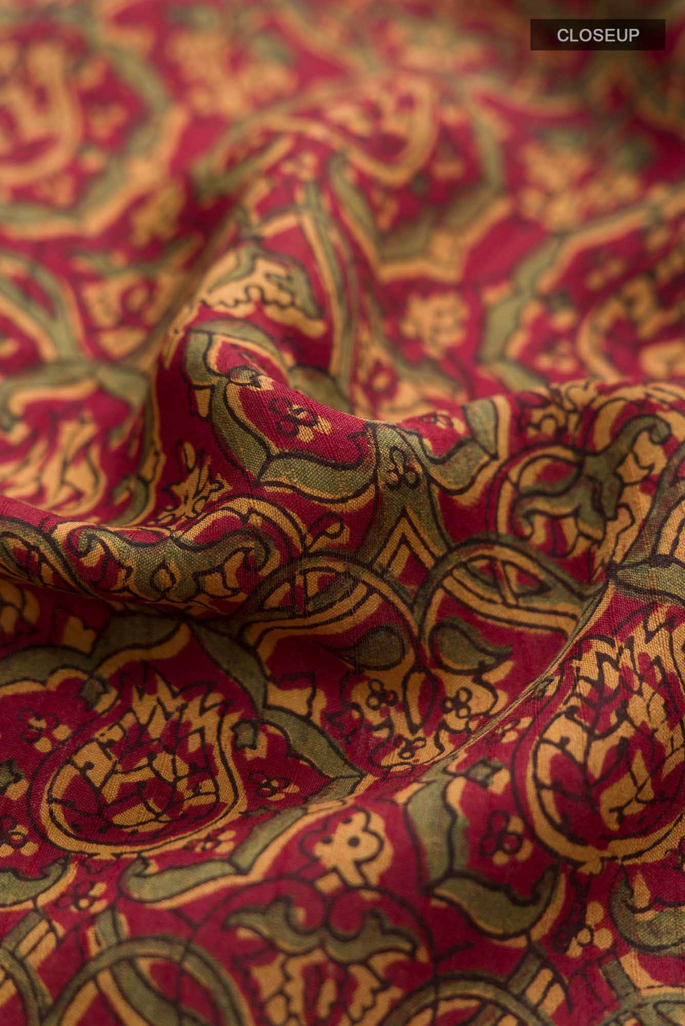 Maroon Tussar Silk Saree - Image 2
