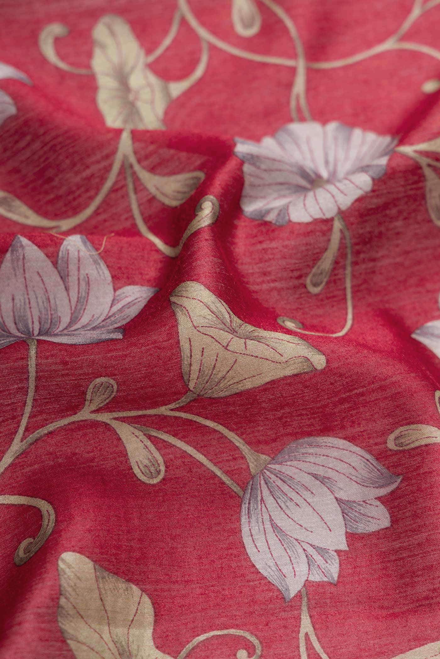 Maroon Tussar Silk Saree - Image 2
