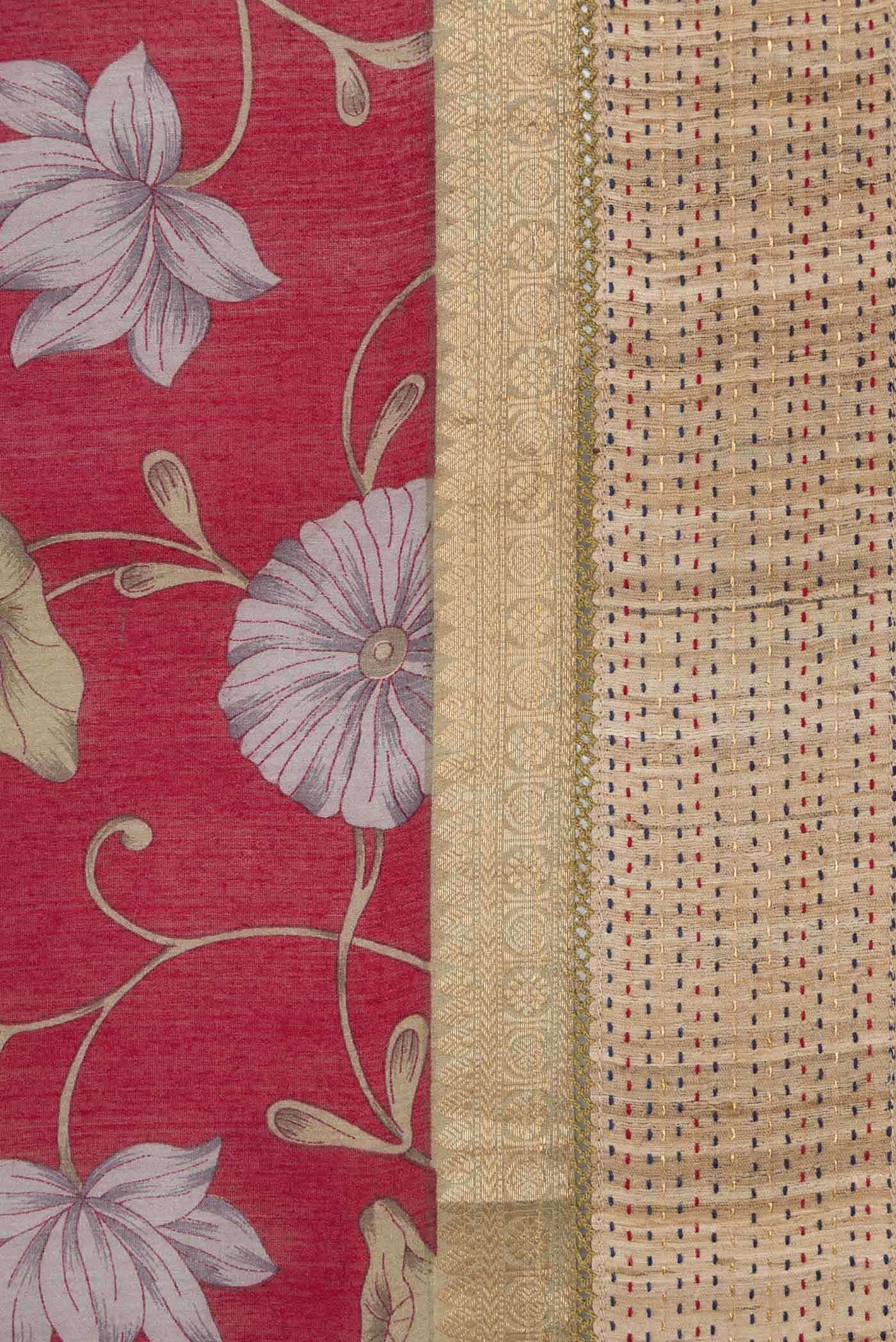 Maroon Tussar Silk Saree - Image 3