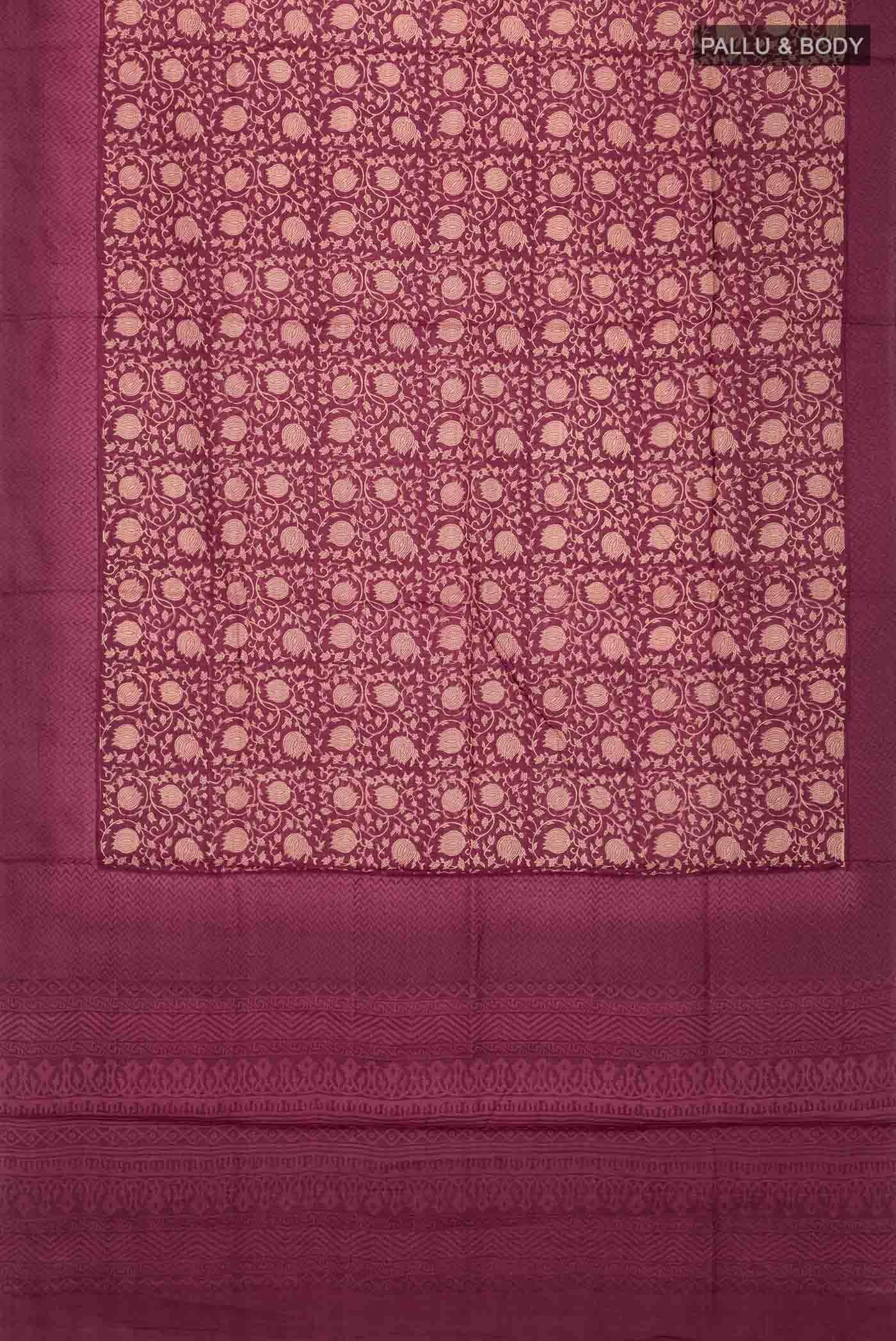 Maroon Tussar Silk Saree - Image 3