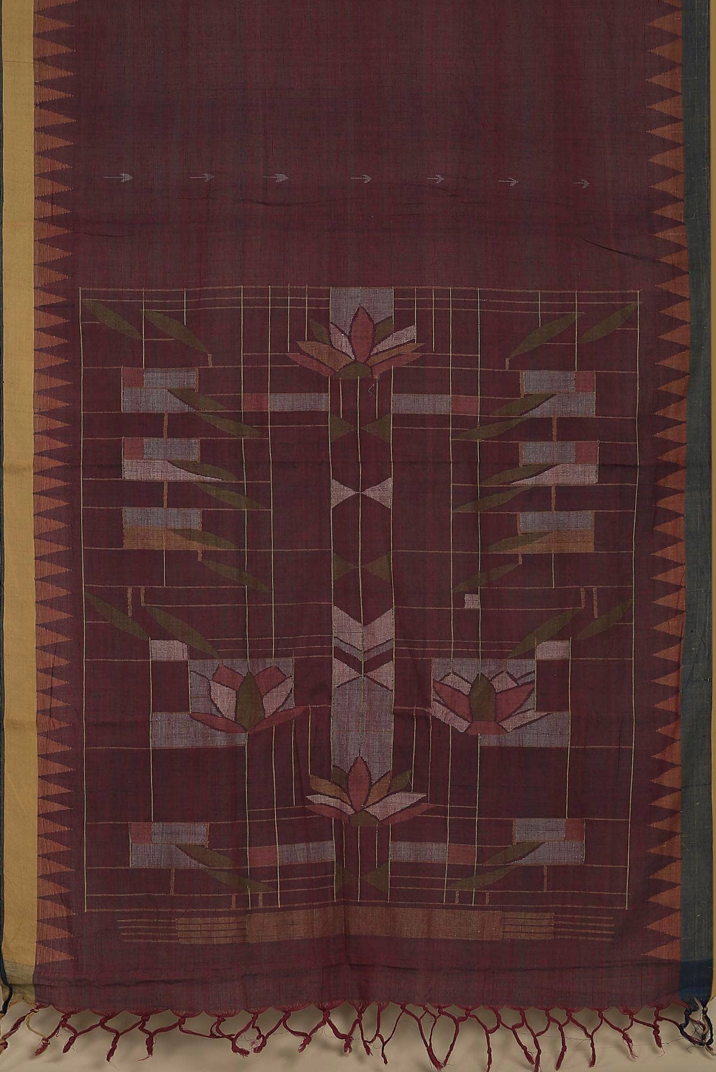 Maroon Uppada Cotton Saree - Image 3