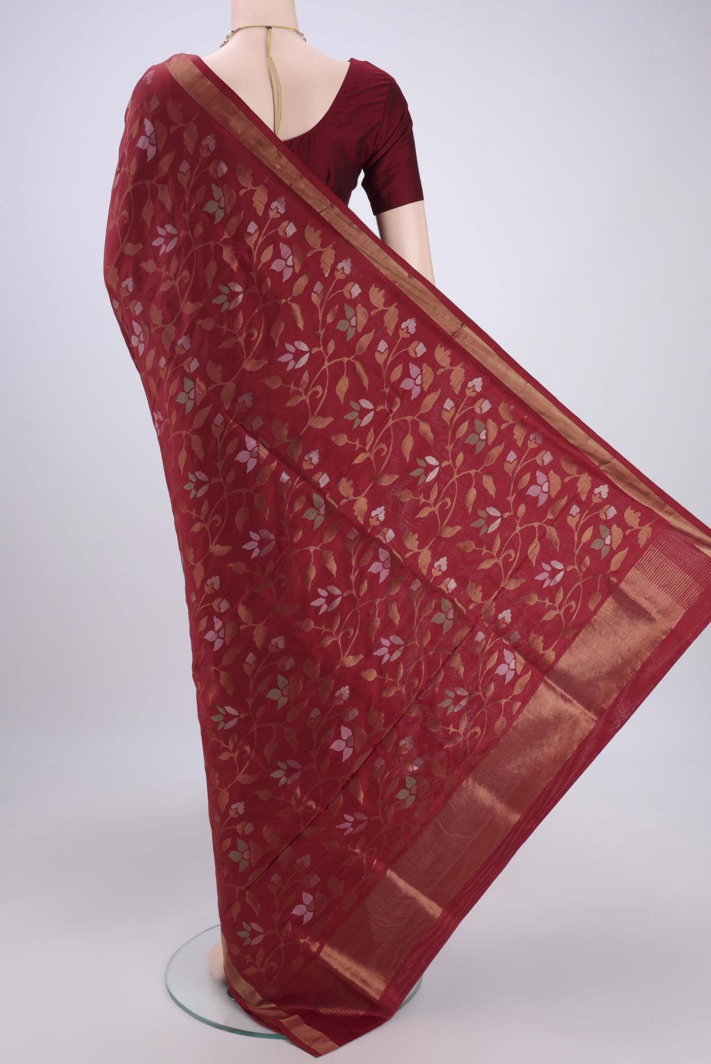 Pure Silk Pure Zari Maroon Uppada Saree - Image 3