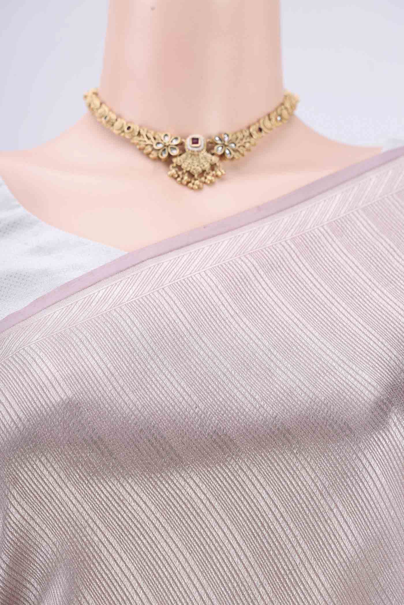 Mauve Banarasi Silk Saree - Image 2
