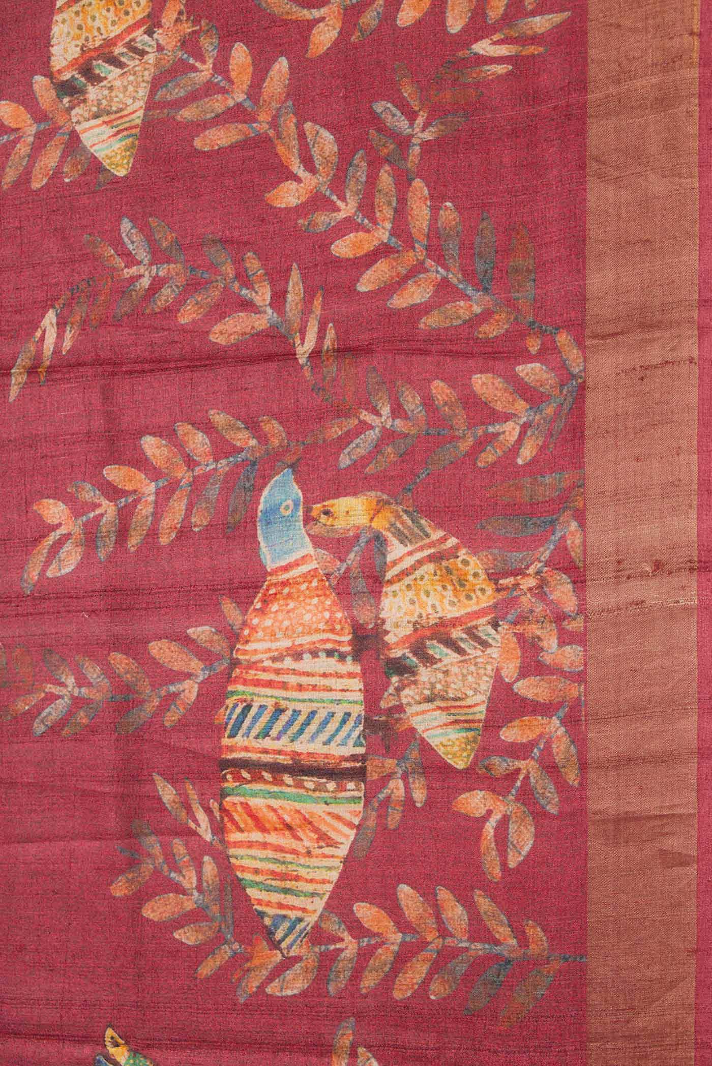 Mauve Dual Tone Tussar Silk Saree - Image 3