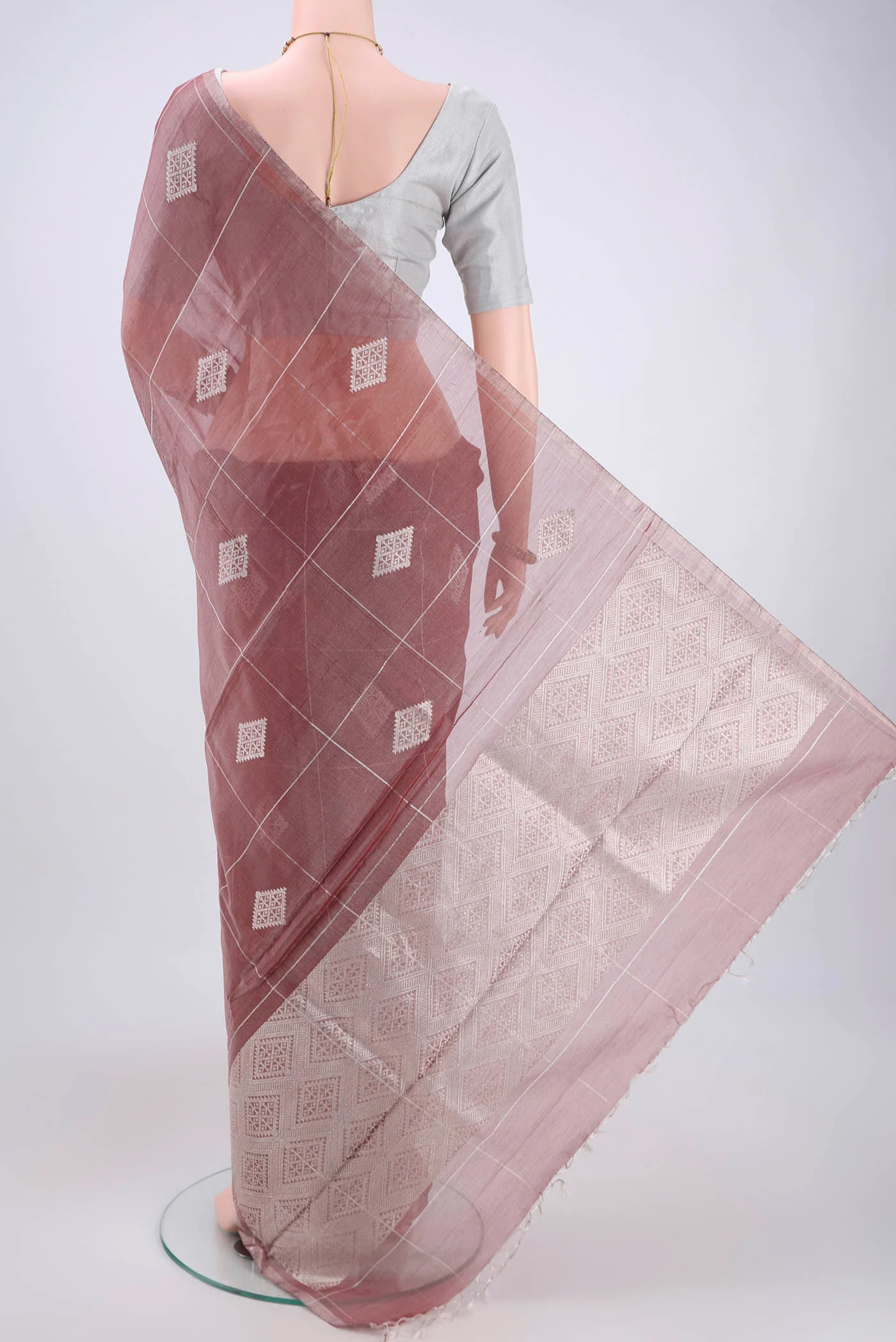 Mauve MP Tussar Saree - Image 3