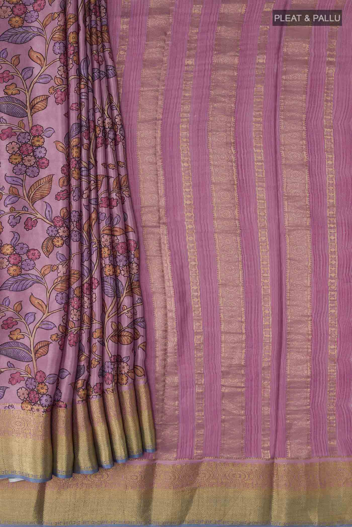 Mauve Mysore Crepe Saree - Image 4