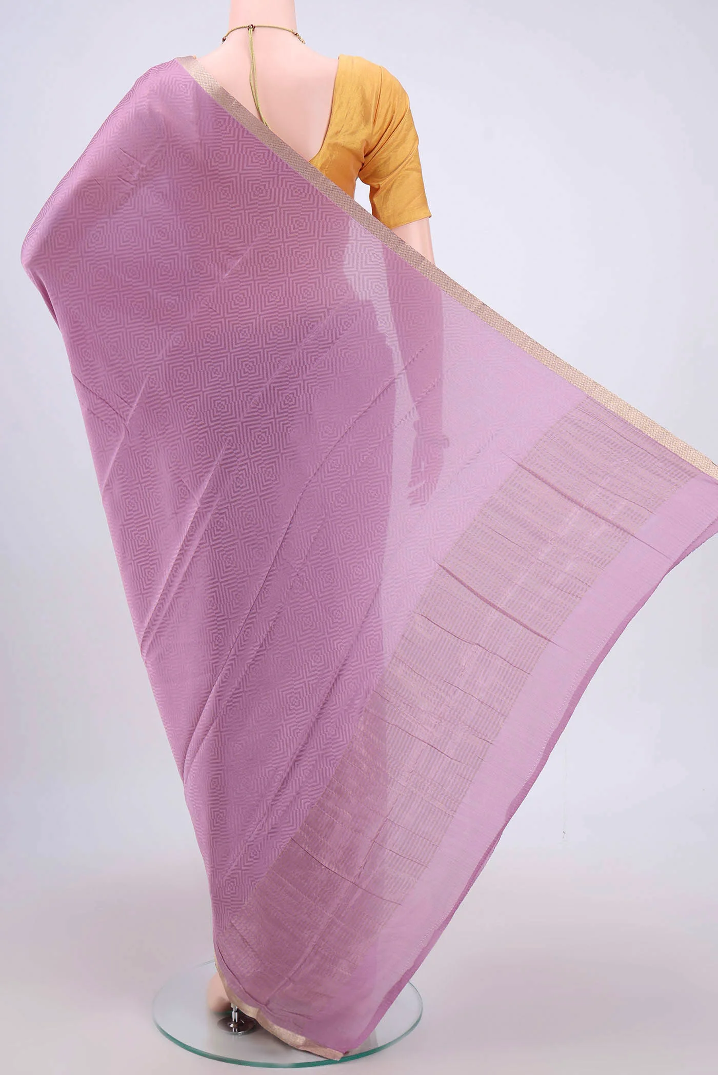 Lavender Mysore Crepe Saree - Image 3