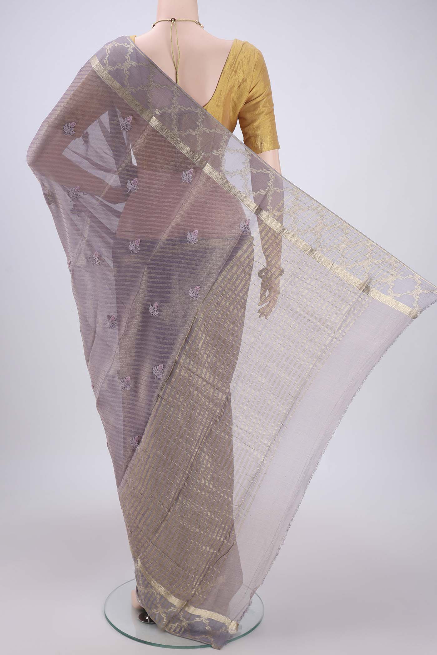 Lavender Mysore Georgette Saree - Image 3