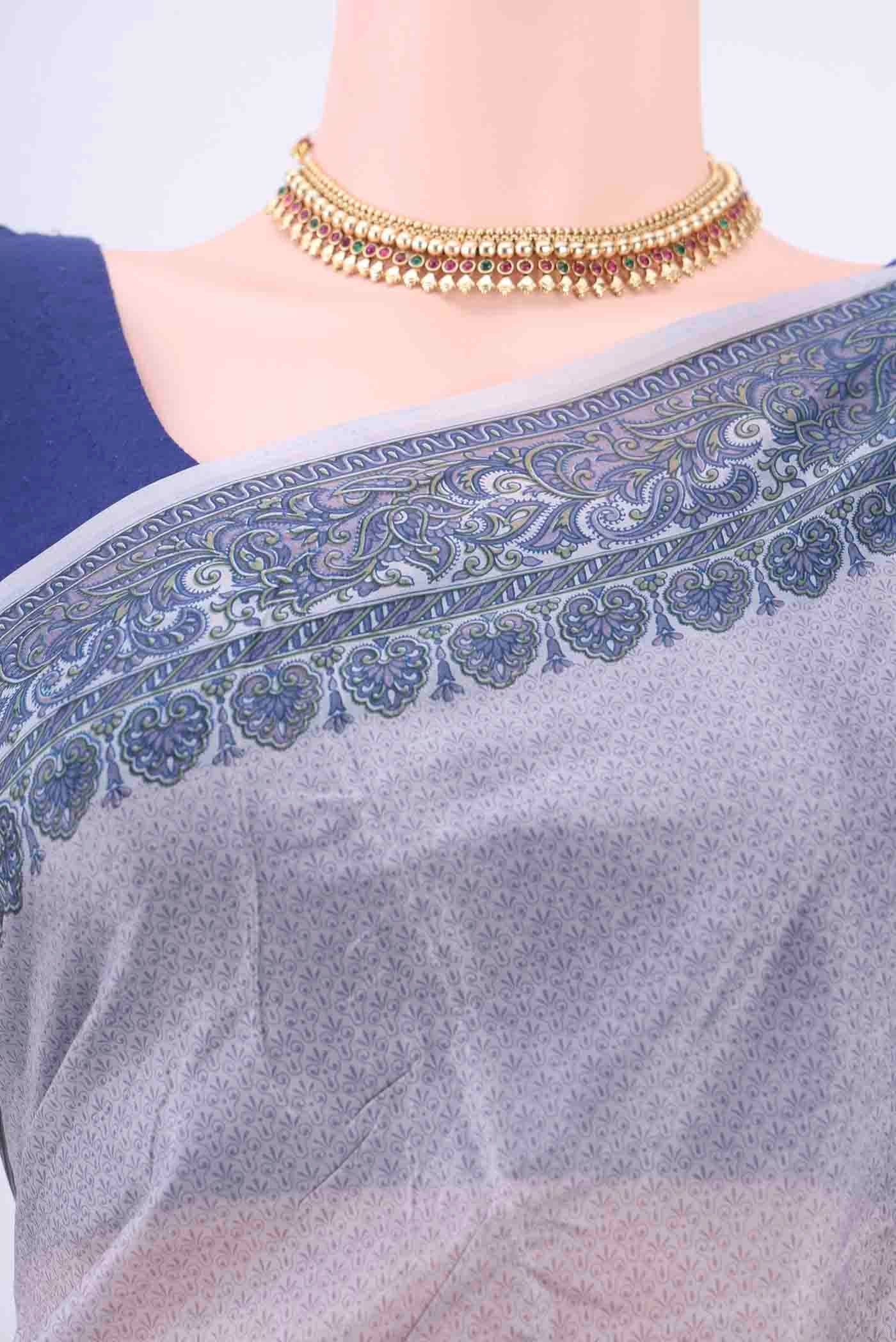 Mauve Printed Silk Saree - Image 2