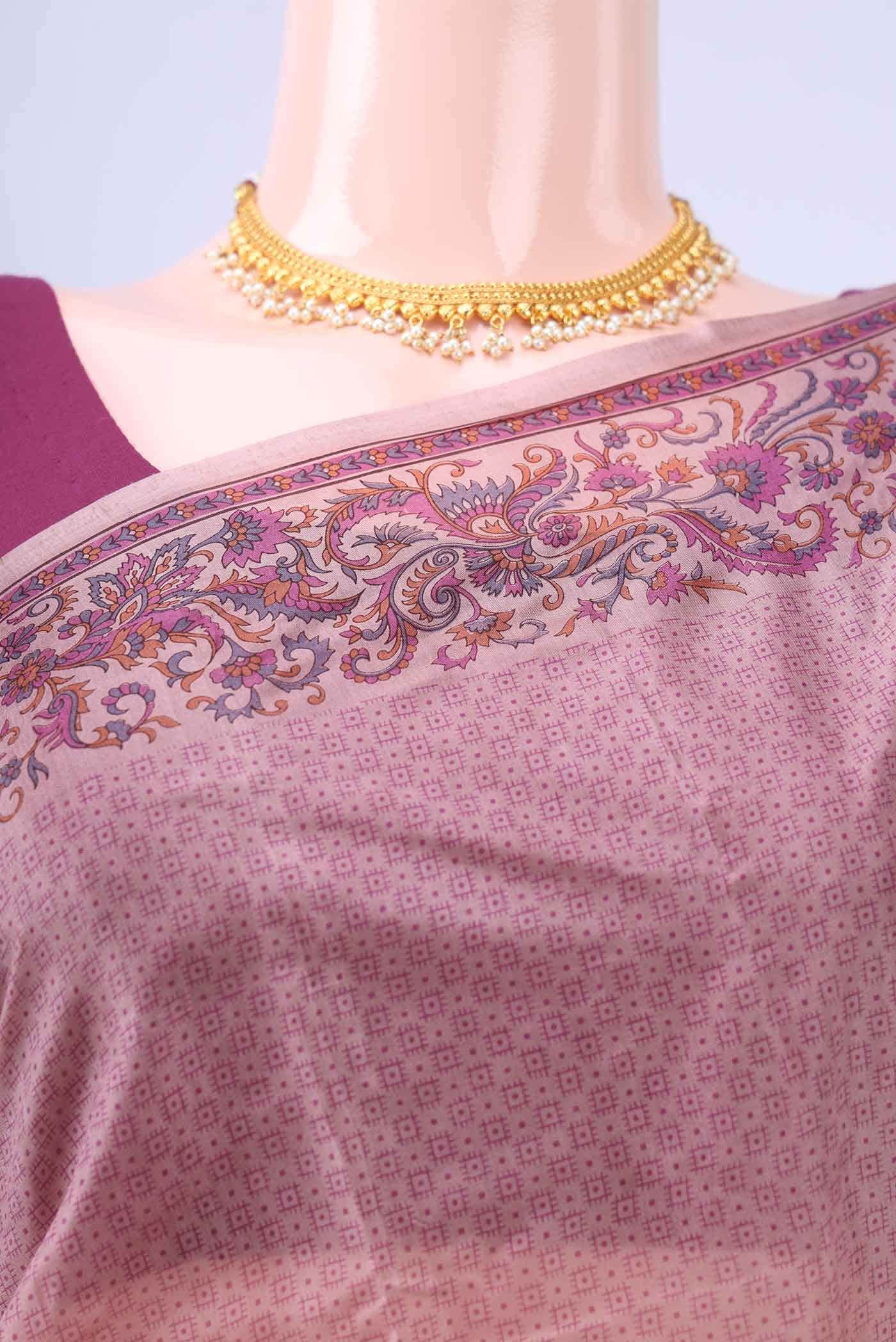 Mauve Printed Silk Saree - Image 3