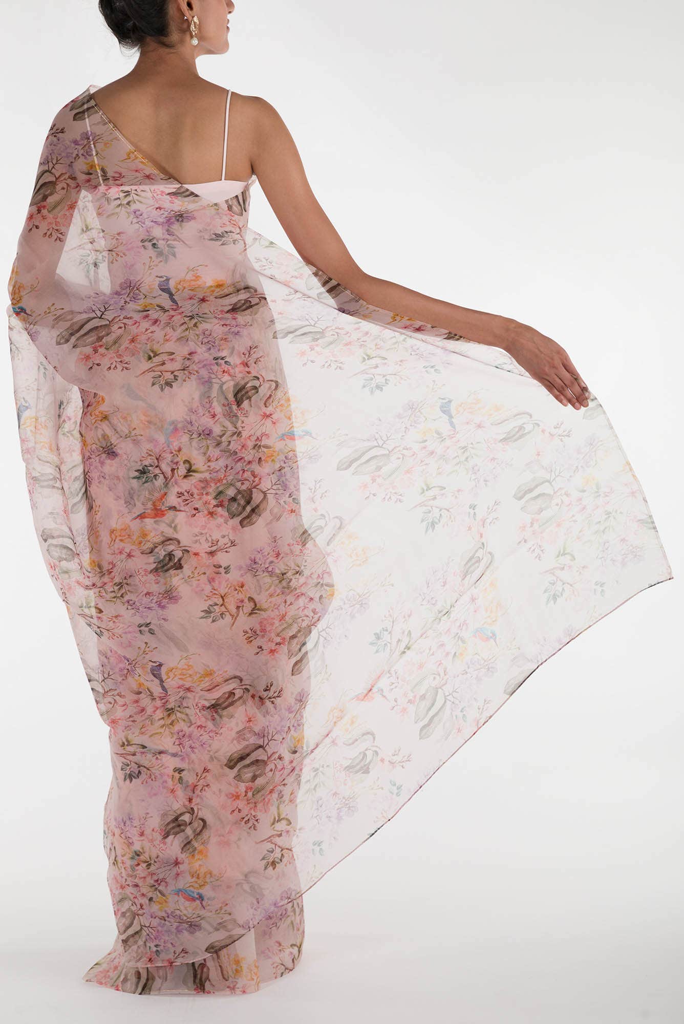 Flourishing Friendships Mauve Pure Organza Silk Saree - Image 3