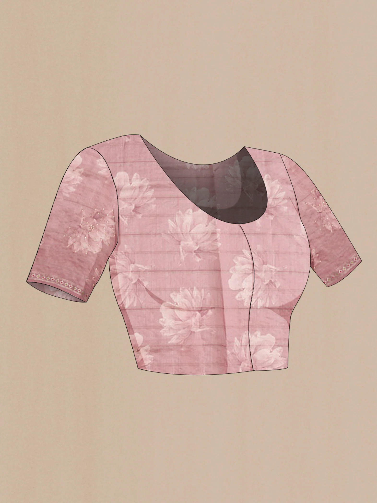 Mauve Tussar Silk Saree - Image 4