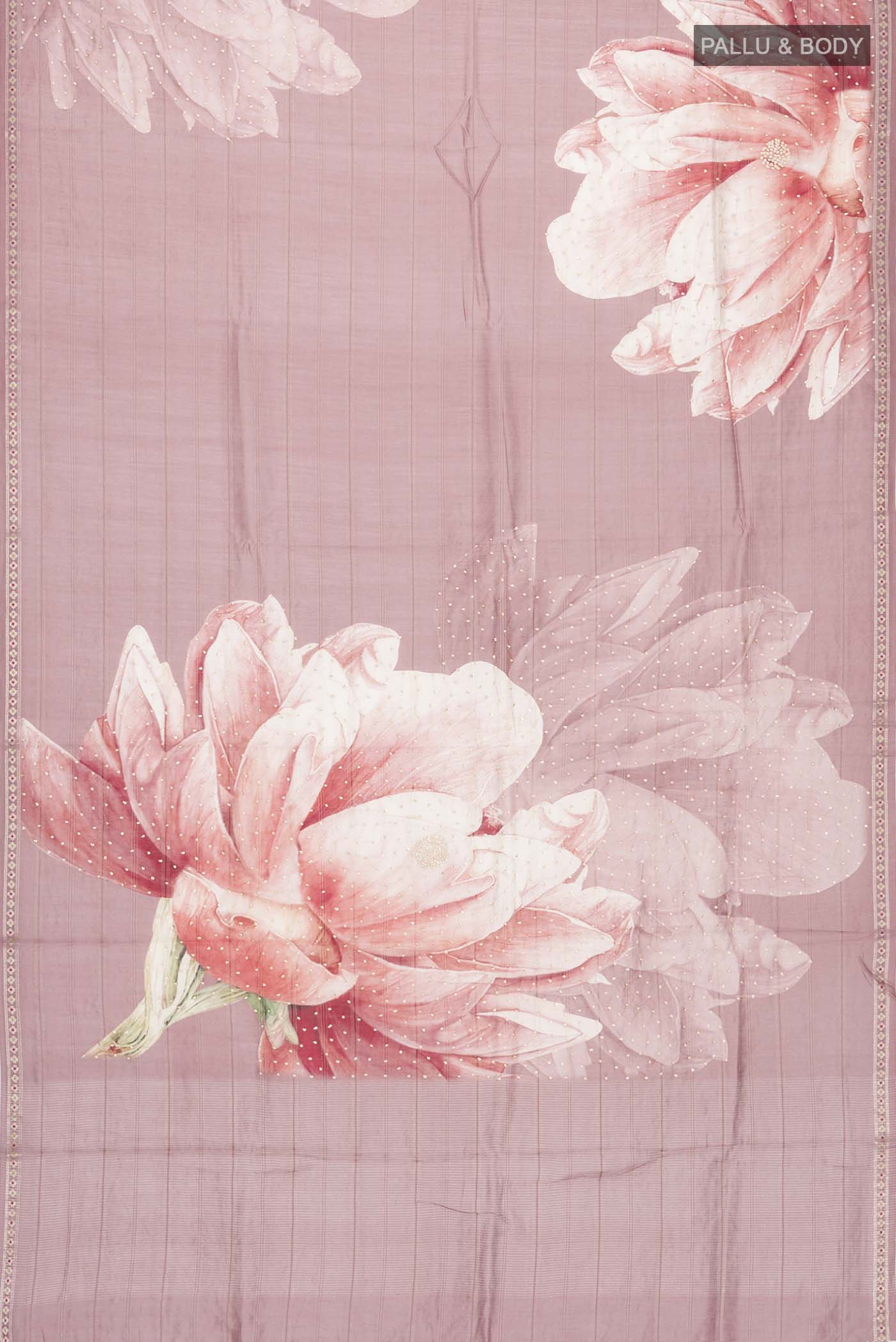 Mauve Tussar Silk Saree - Image 5