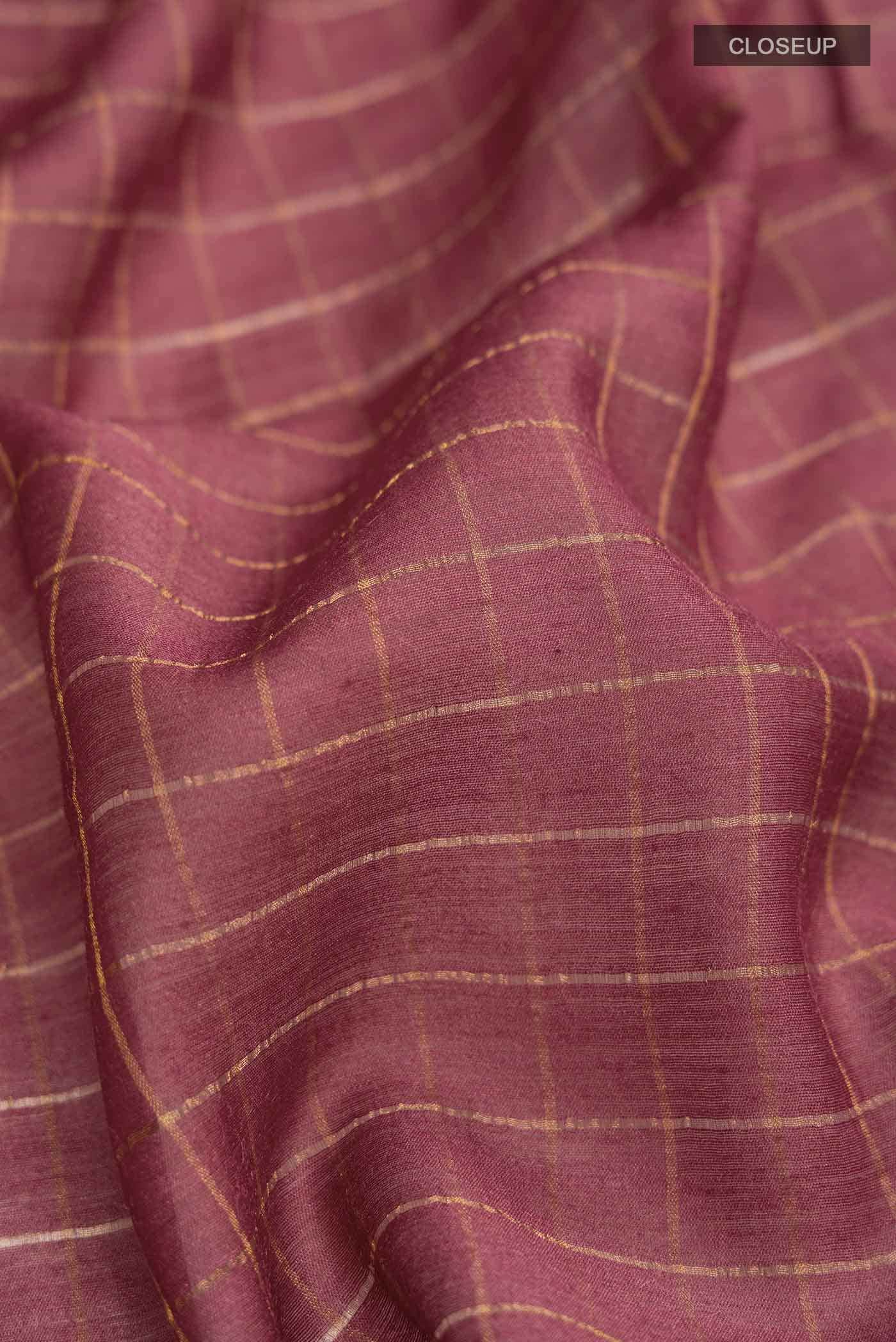 Mauve Tussar Silk Saree - Image 2
