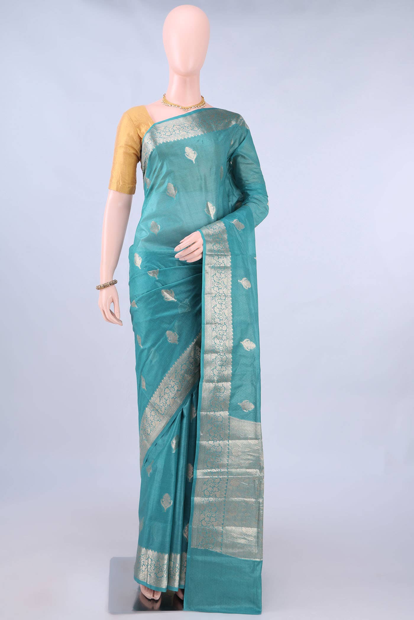 Maya Blue Banarasi Tussar Silk Saree