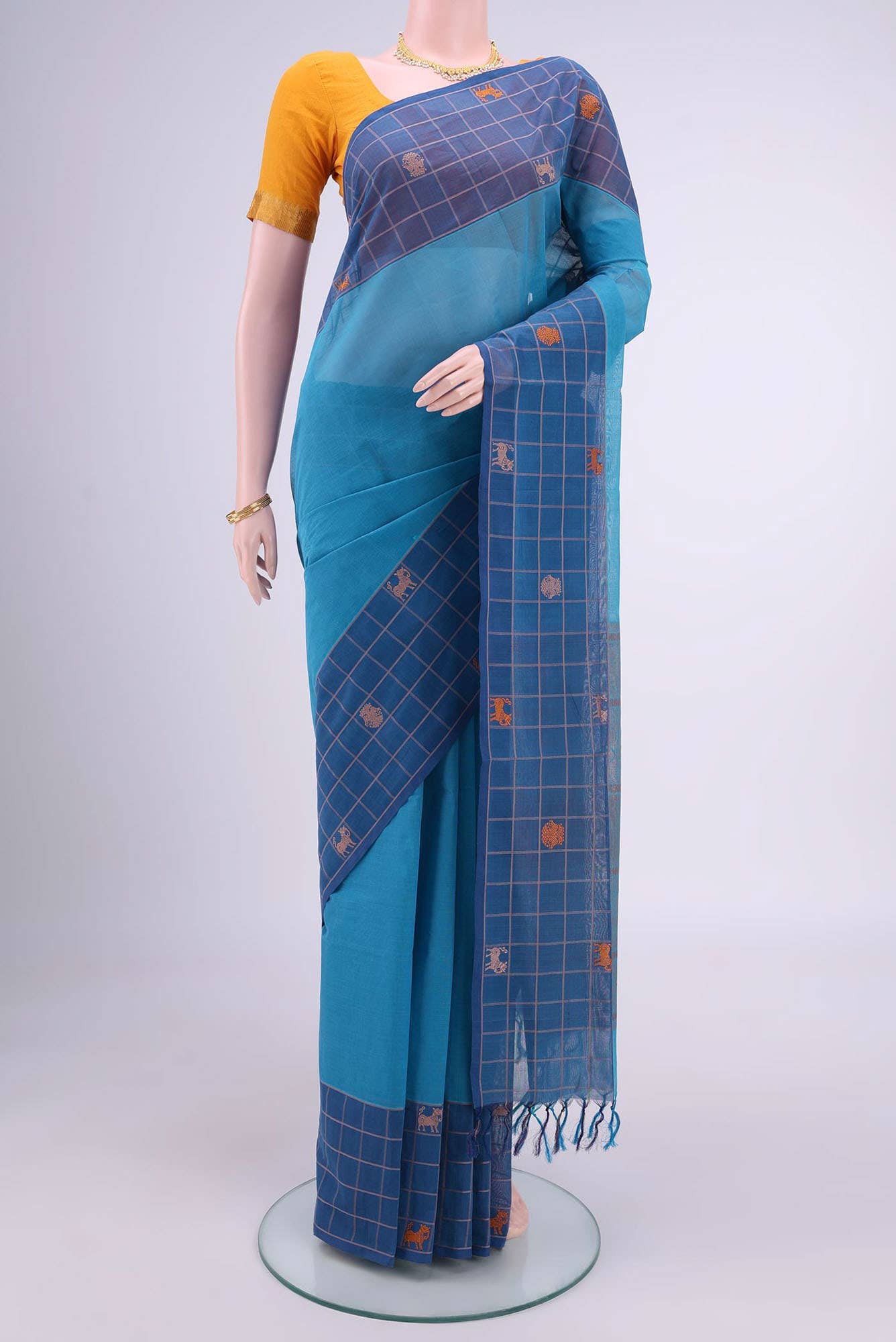 Maya Blue Coimbatore Cotton Saree