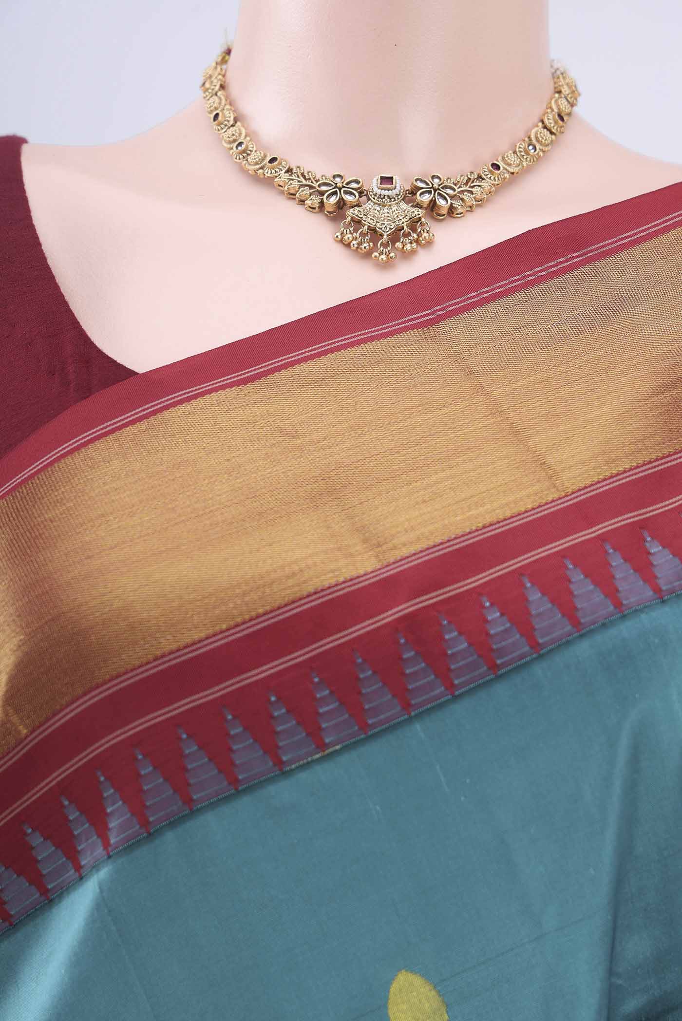 Maya Blue Dual Tone Bangalore Silk Saree - Image 2