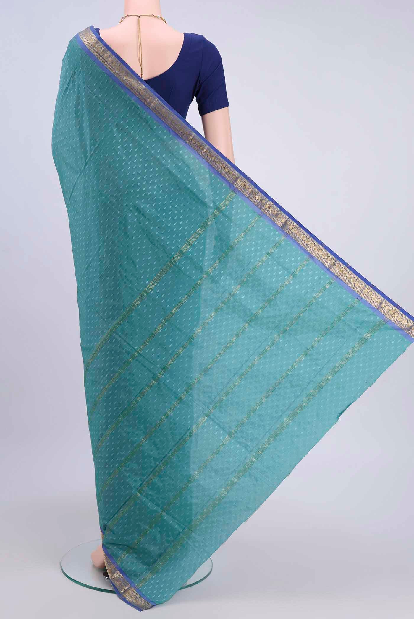 Maya Blue Dual Tone Blended Bangalore Silk Saree - Image 3
