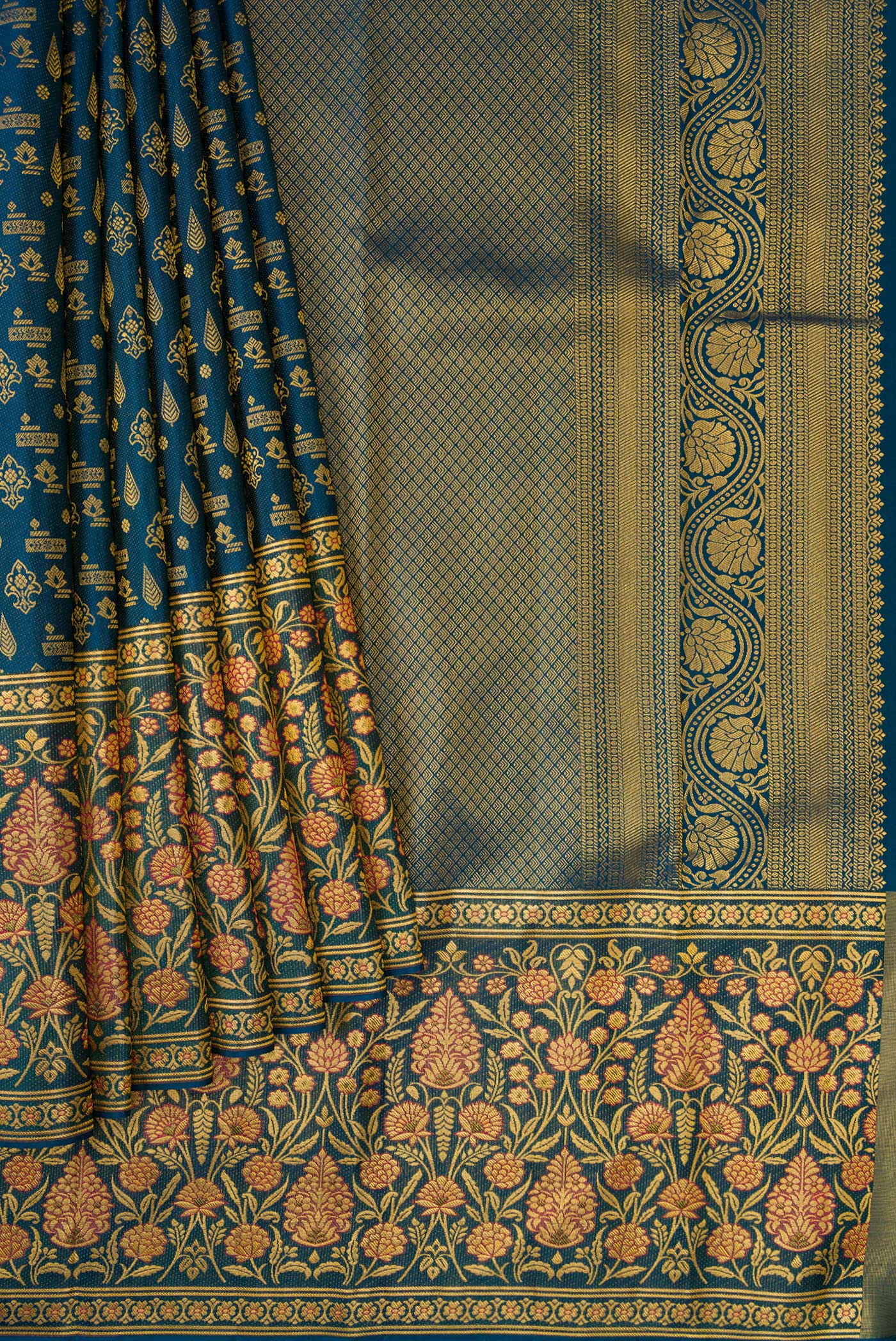Blue Kanjivaram Silk Saree - Image 4