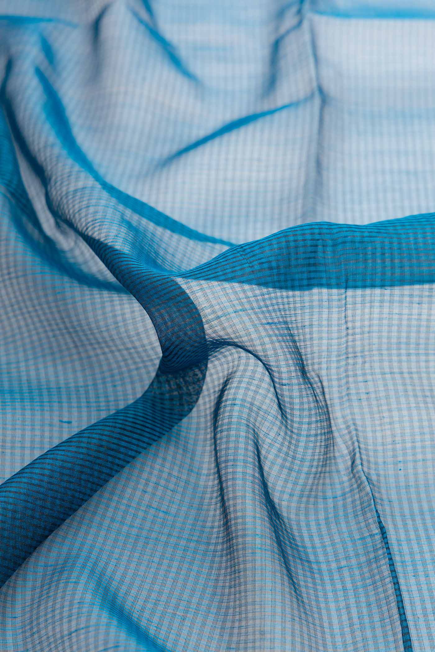Maya Blue Dual Tone Silk Cotton Saree - Image 2