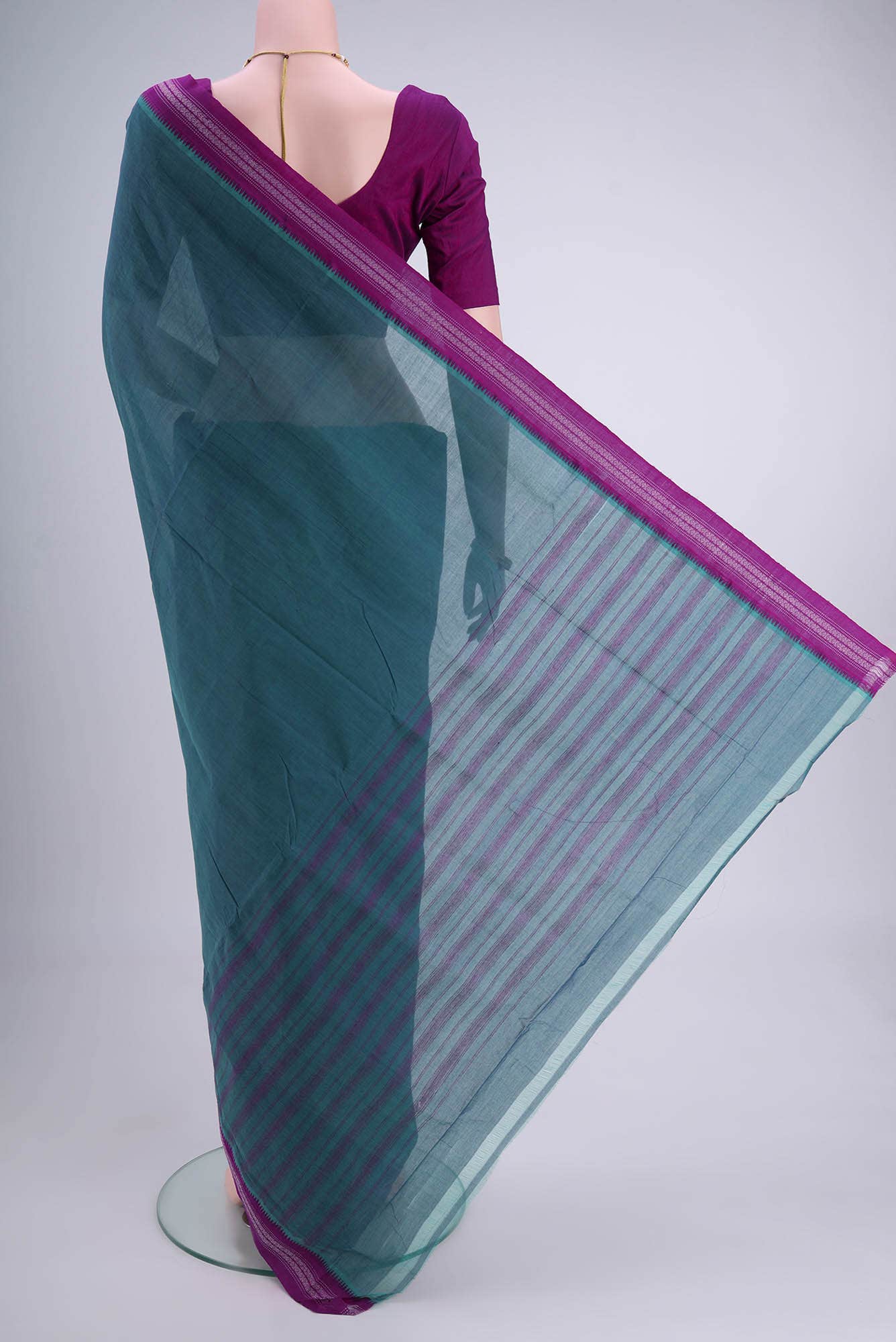 Maya Blue Khadi Cotton Saree - Image 2