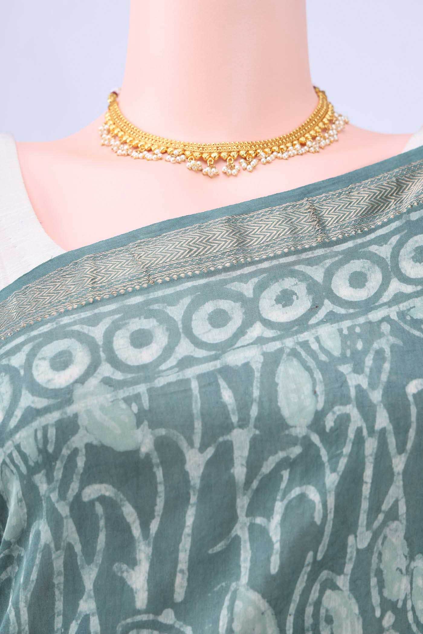 Maya Blue Maheshwari Silk Cotton Saree - Image 3