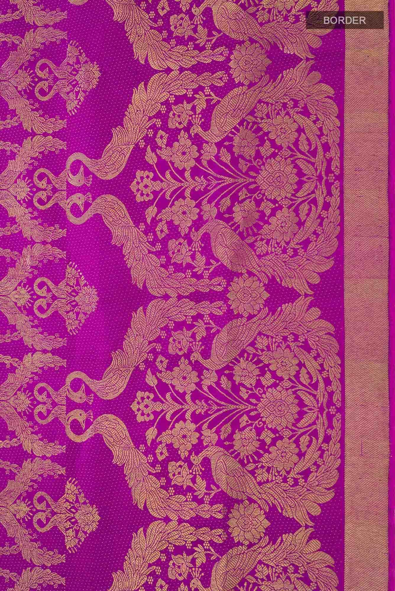 Mayilkan-Magenta Kanchipuram Silk Saree - Image 5