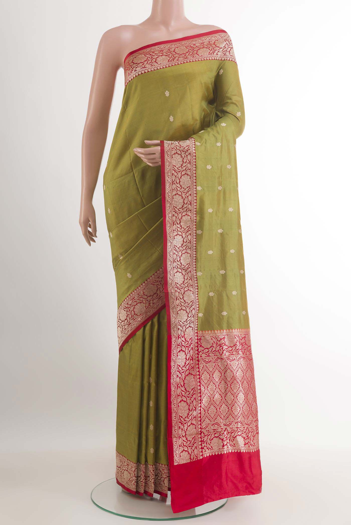 Mehandi Green Banarasi Katan Silk Saree