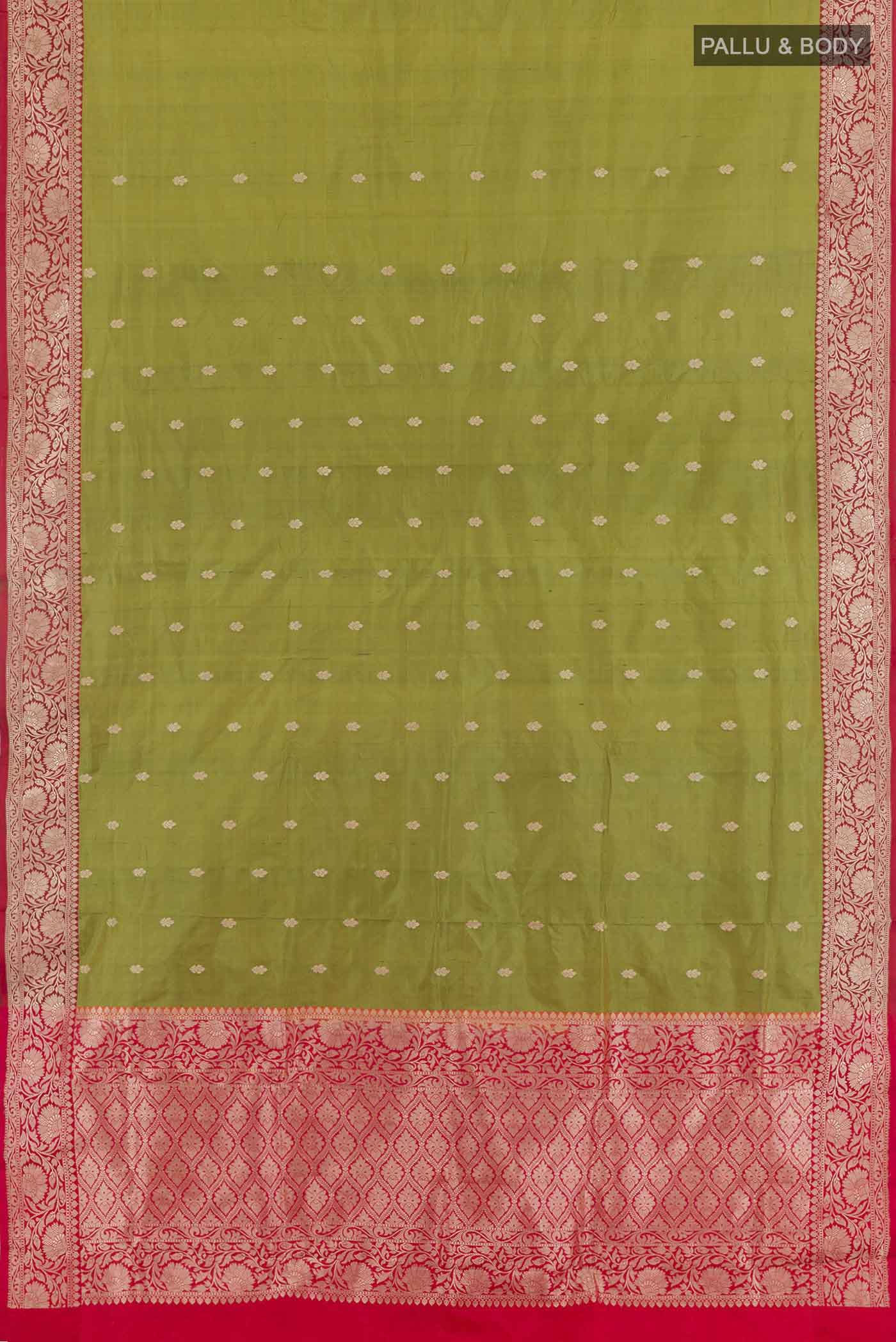 Mehandi Green Banarasi Katan Silk Saree - Image 3