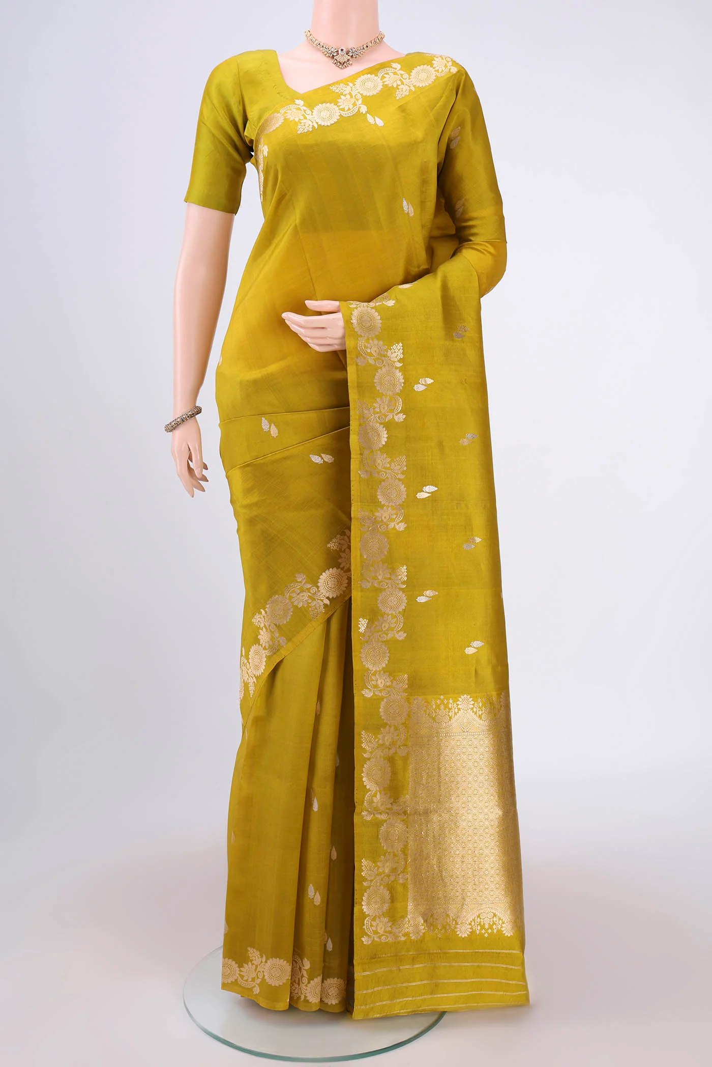 Green Banarasi Katan Silk Saree