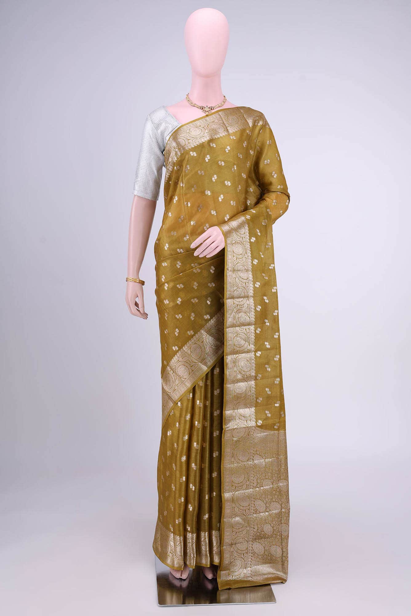 Mehandi Green Banarasi Raw Silk Saree