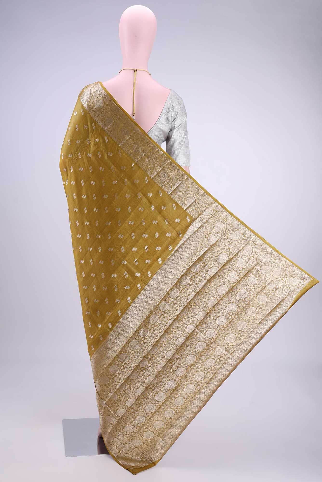 Mehandi Green Banarasi Raw Silk Saree - Image 2