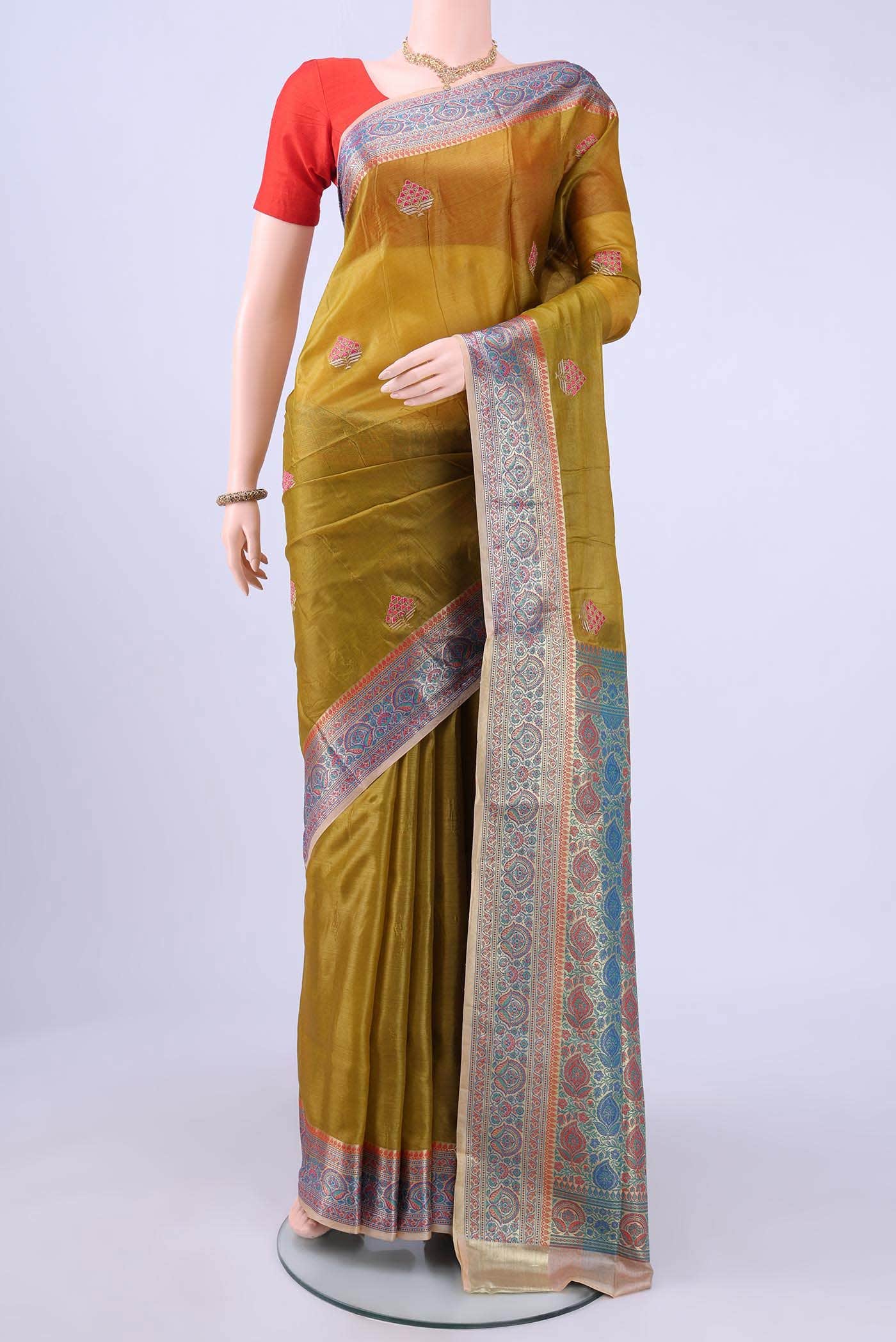 Mehandi Green Banarasi Silk Saree